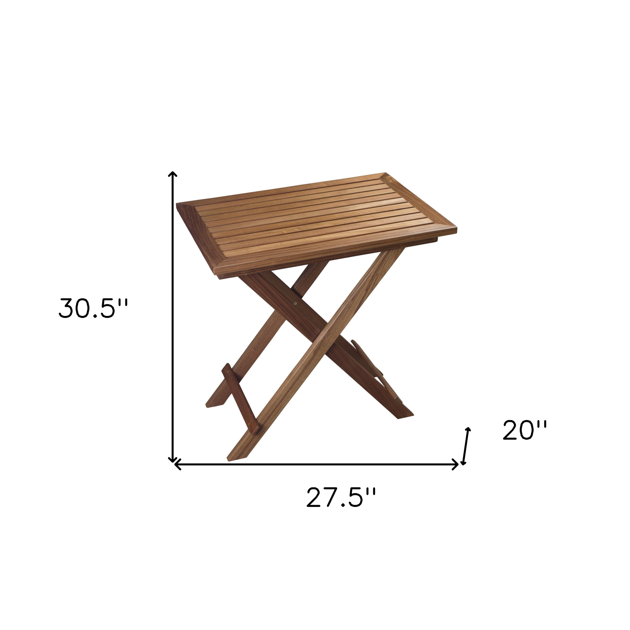 28" Brown Solid Wood Folding Outdoor Side Table - Image 4