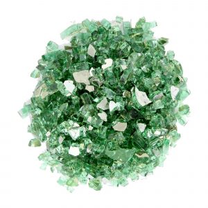 Green Round Reflective Fire Pit Glass
