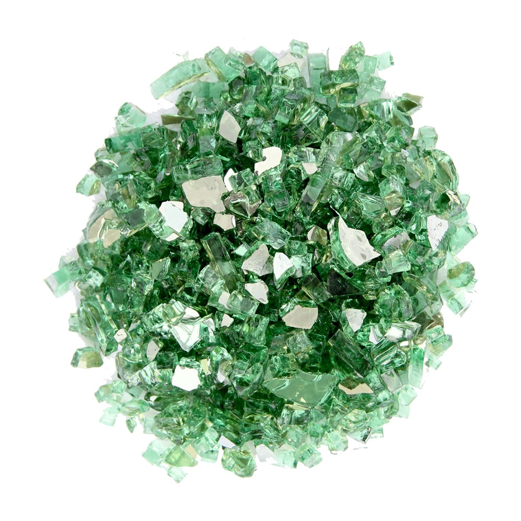 Green Round Reflective Fire Pit Glass