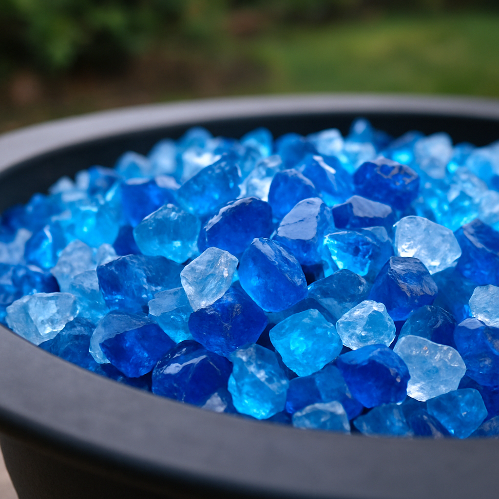 Blue Round Reflective Fire Pit Glass - Image 2