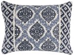 Blue And Ivory Damask Queen Quilt