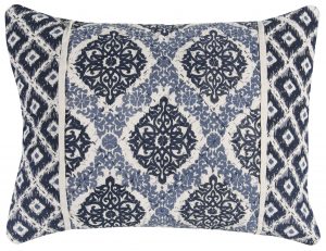 Blue And Ivory Damask Queen Quilt