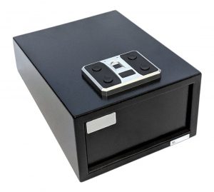 12" Black Metal Jewelry Locking Safe With Fingerprint Lock