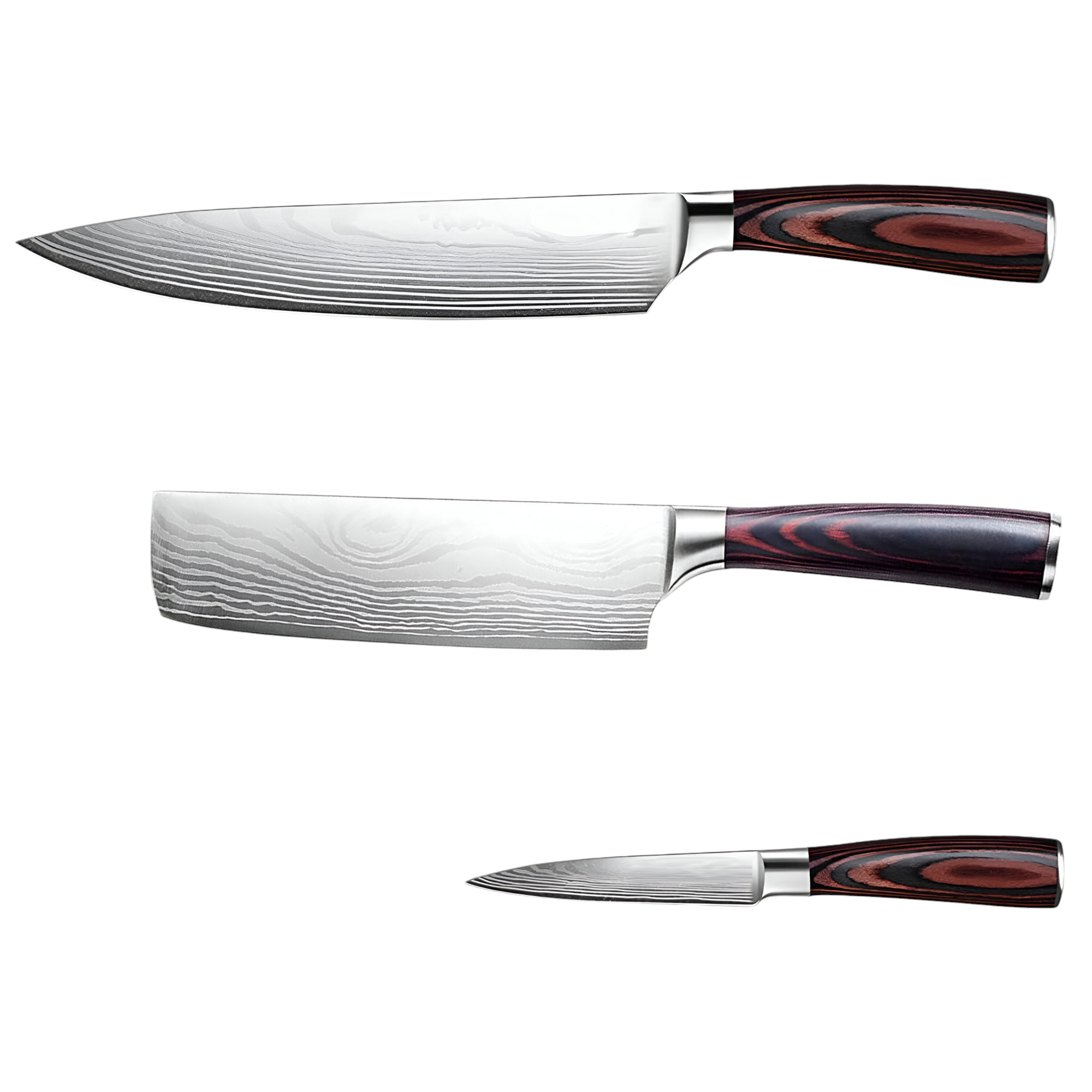 Black And Brown Wood Seven Piece Cutlery Set - Image 8