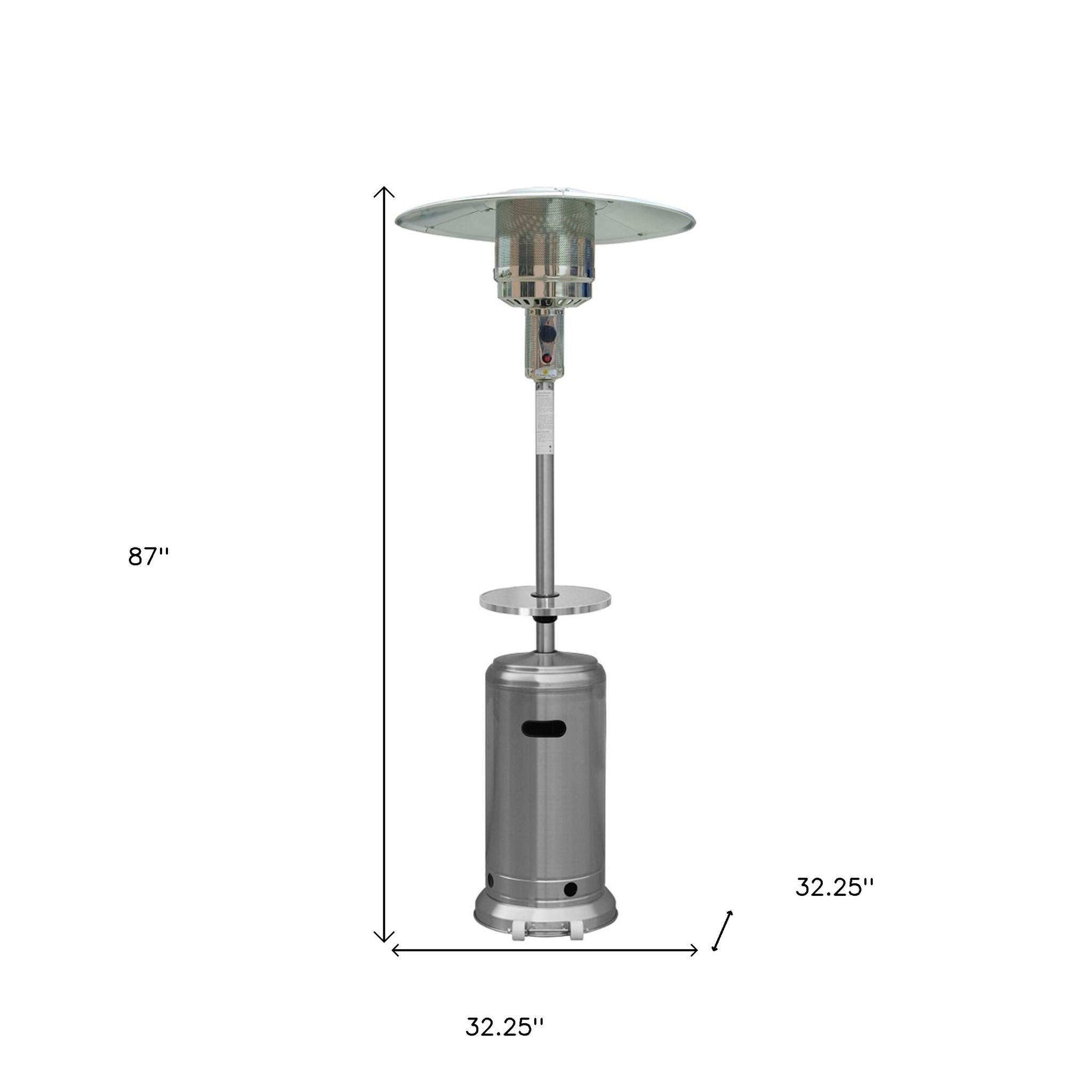 48000 BTU Silver Steel Propane Cylindrical Pole Standing Patio Heater - Image 6