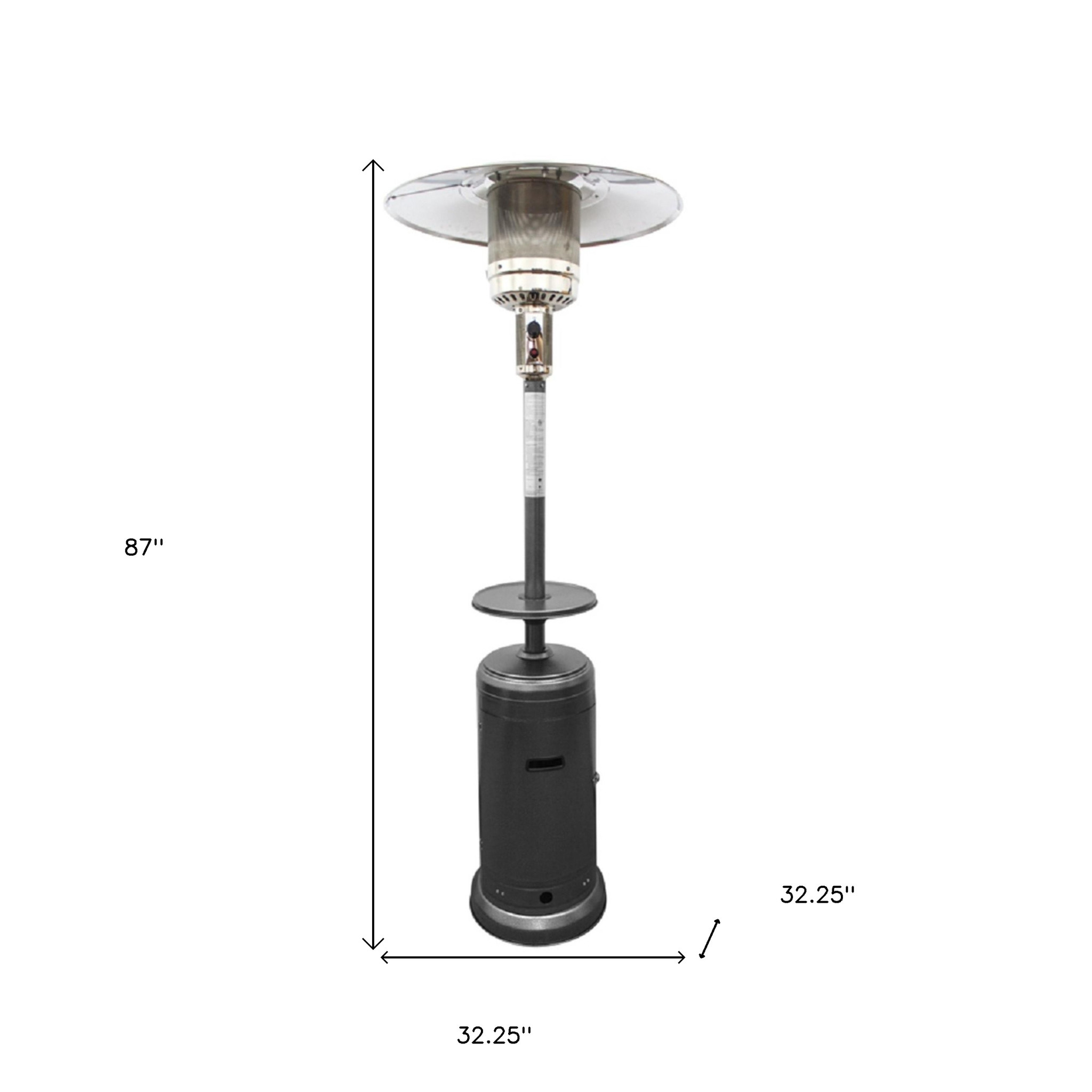 48000 BTU Silver Steel Propane Cylindrical Pole Standing Patio Heater - Image 6
