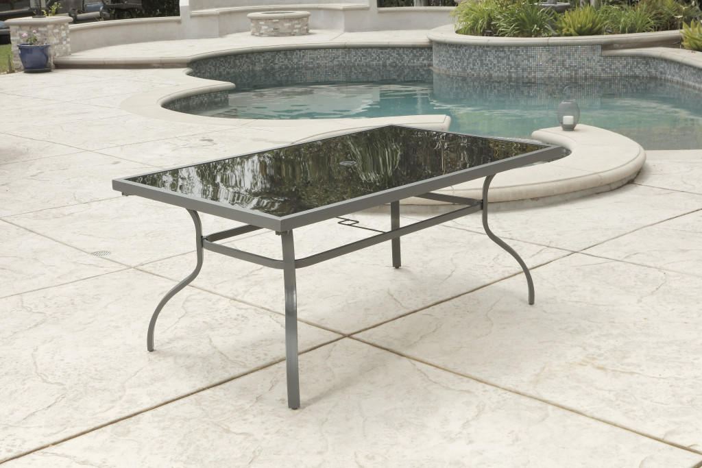 Seven Piece Black and Gray Rectangular Glass Dining Set with Six Chairs - Image 3