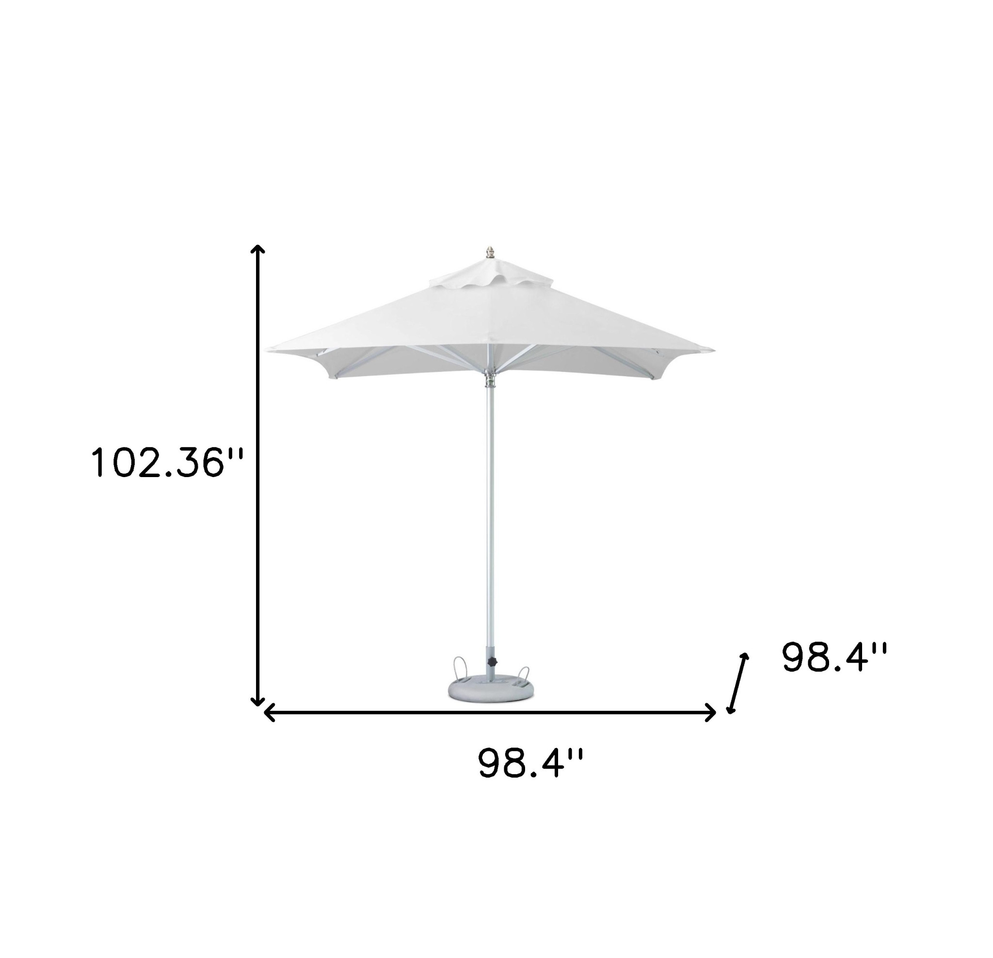 8' White Polyester Square Market Patio Umbrella - Image 6