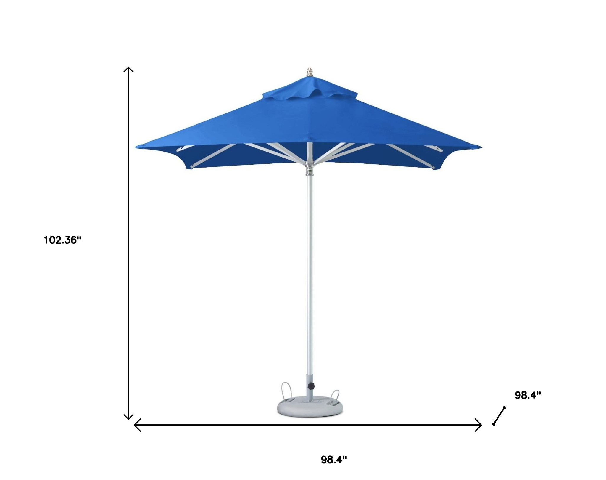 8' Blue Polyester Square Market Patio Umbrella - Image 4