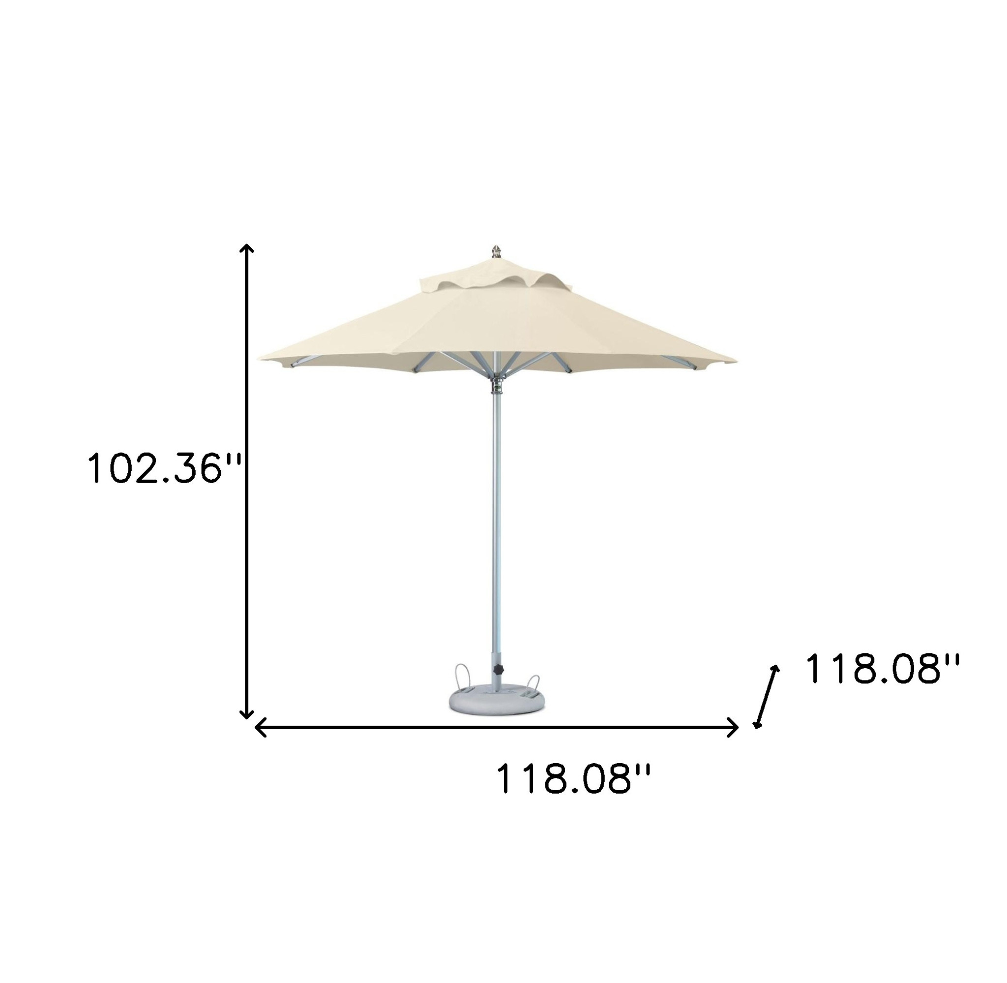 10' Ecru Polyester Round Market Patio Umbrella - Image 4