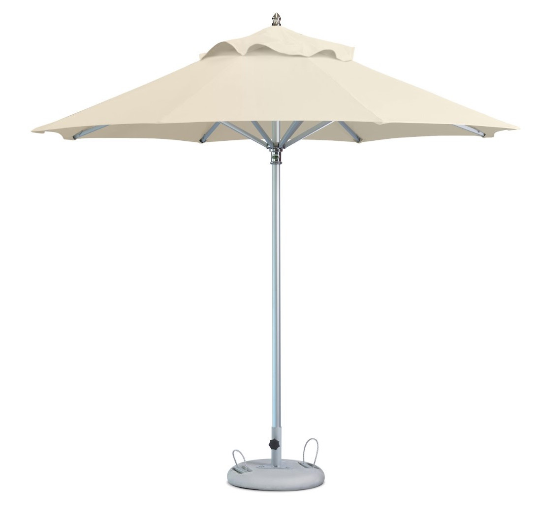 10' Ecru Polyester Round Market Patio Umbrella - Image 3
