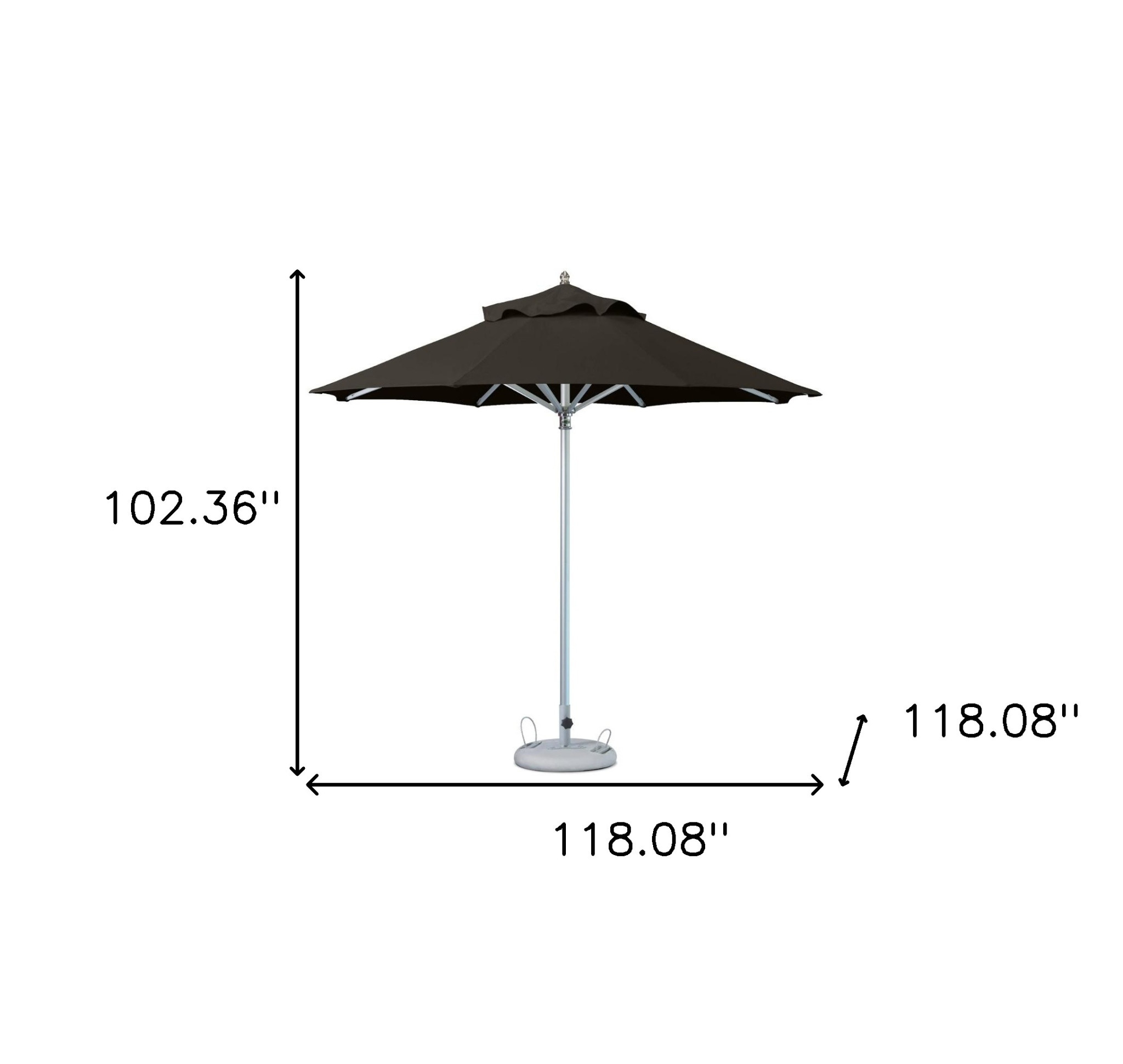 10' Black Polyester Round Market Patio Umbrella - Image 4