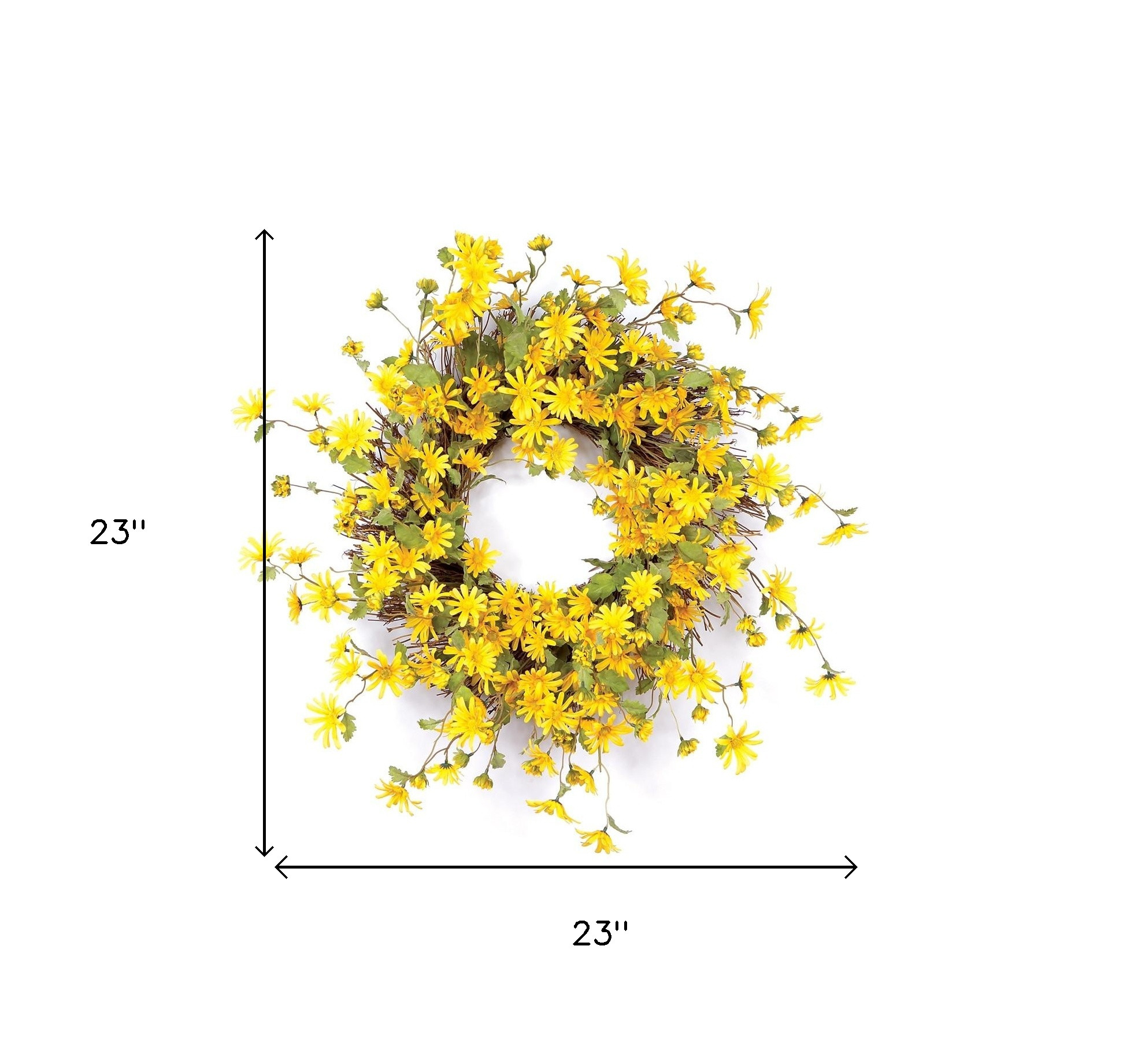 23" Green And Yellow Spring Daisy Artificial Wreath - Image 5