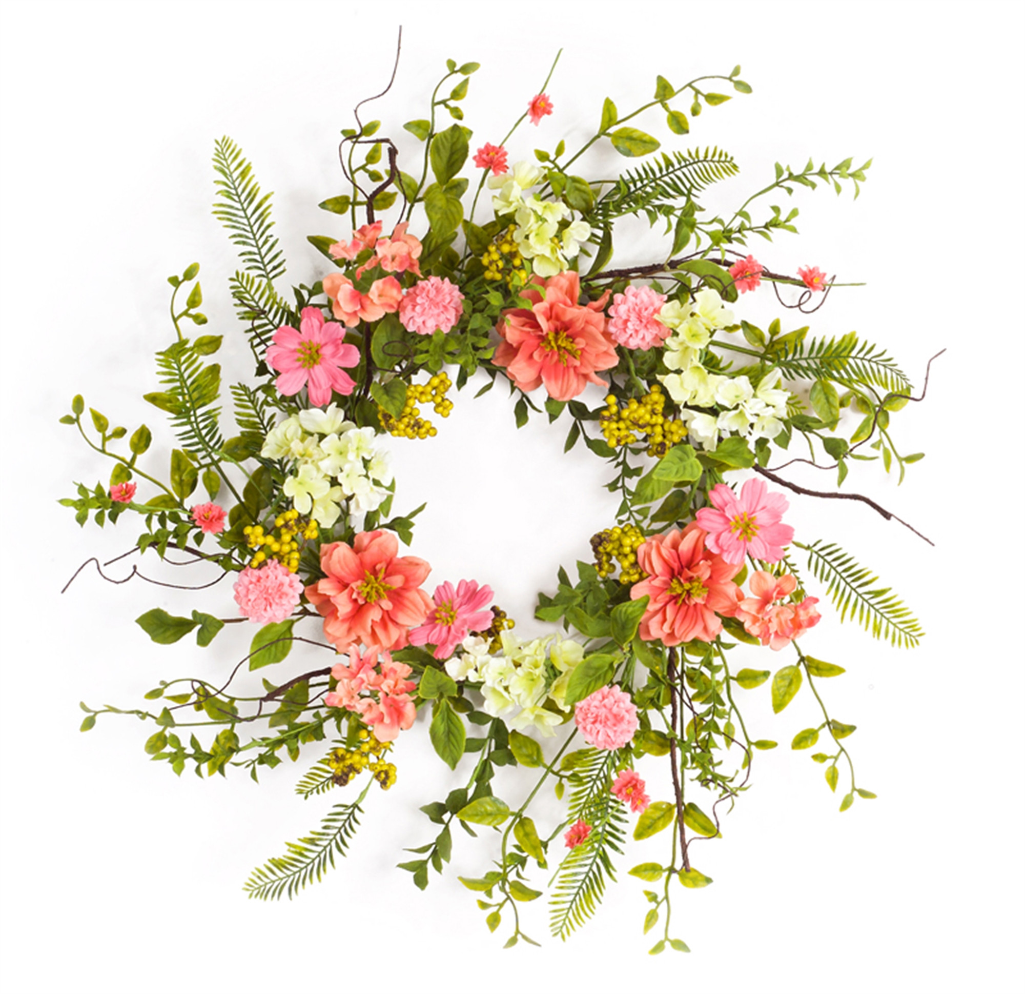 27" Pink and Green Spring Berry Artificial Wreath - Image 2