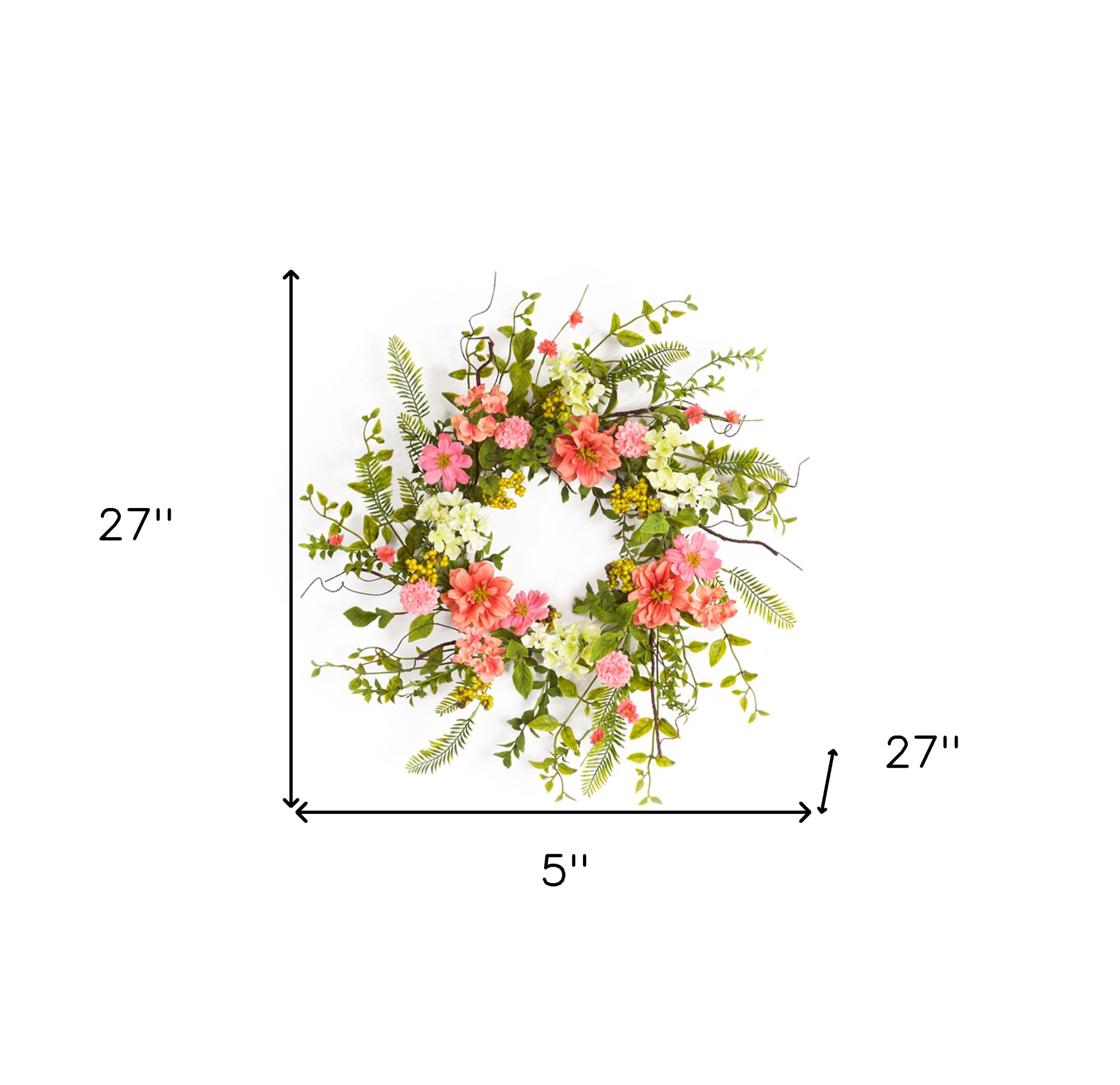 27" Pink and Green Spring Berry Artificial Wreath - Image 5