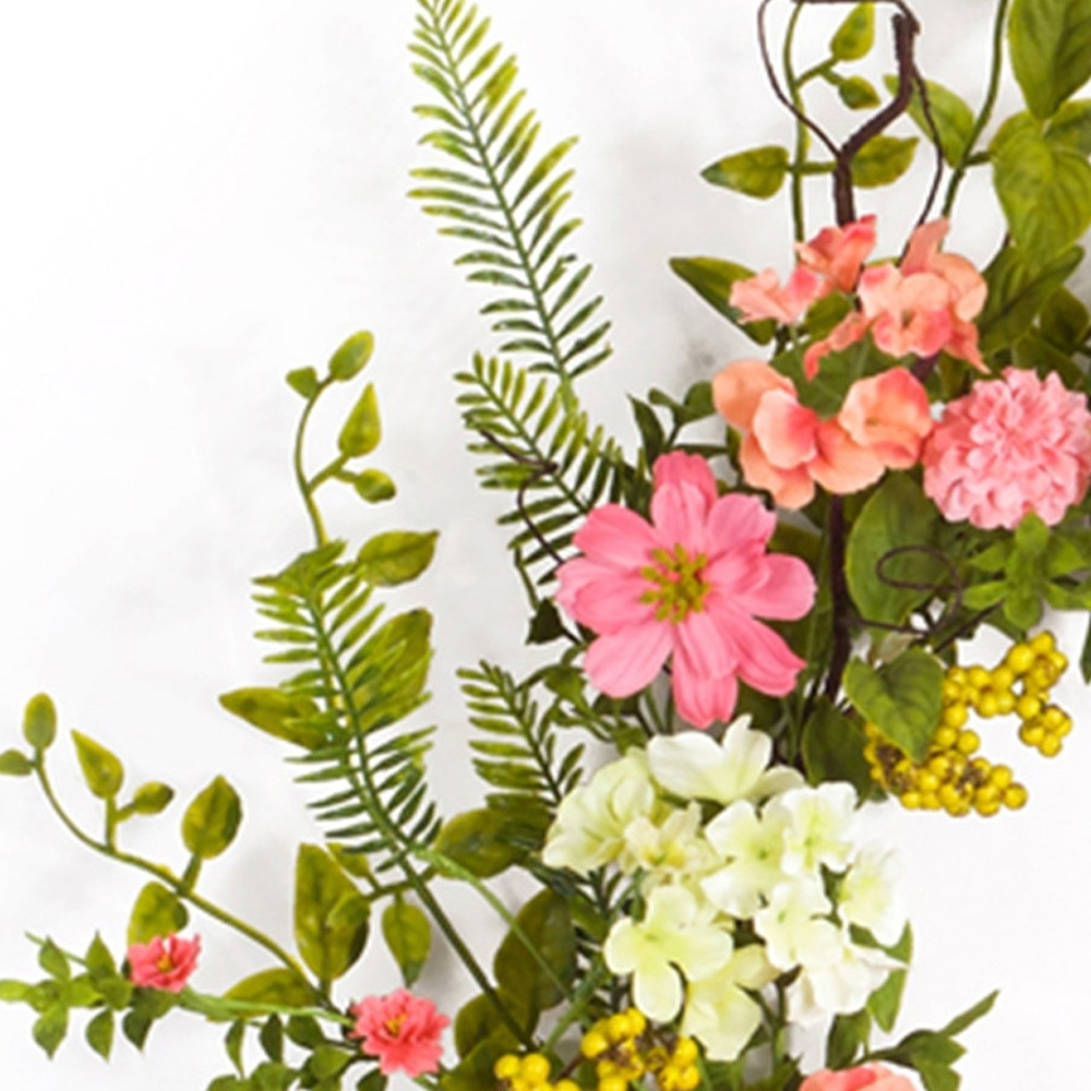 27" Pink and Green Spring Berry Artificial Wreath - Image 4