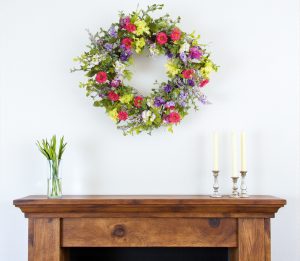 24" Pink and Green Mixed Assortment Artificial Wreath