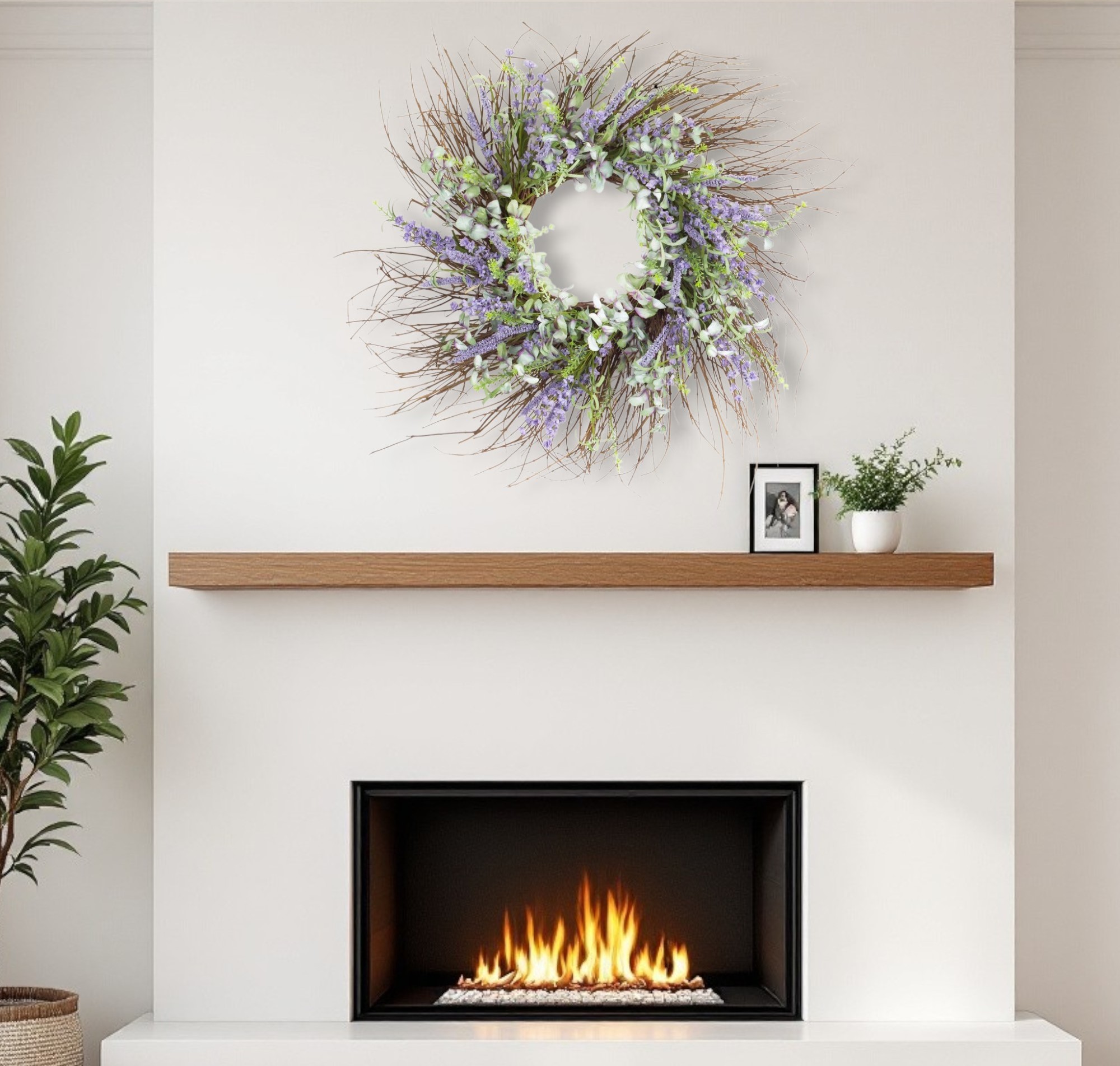 31" Purple Spring Twig And Mixed Assortment Artificial Wreath