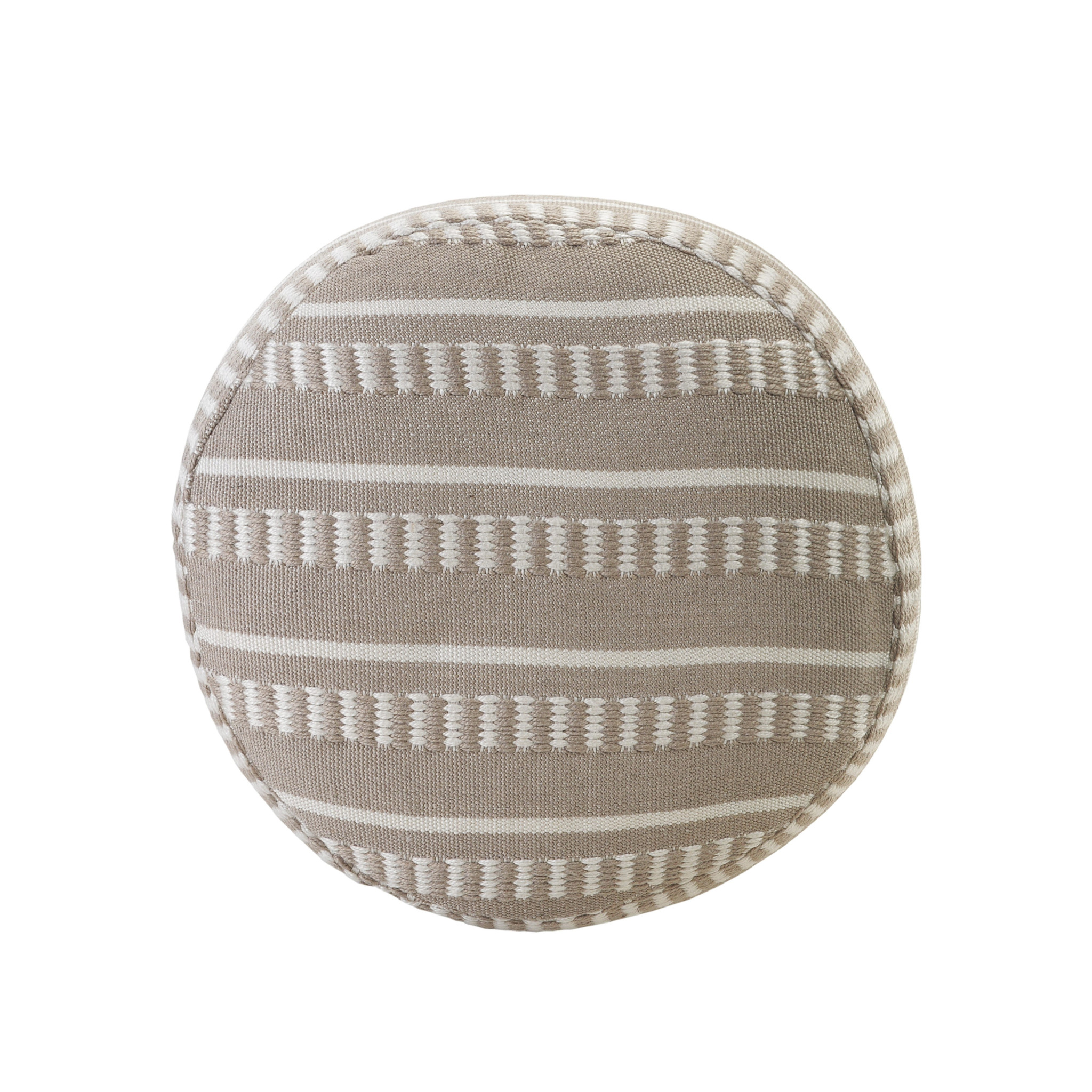 20" Brown Polyester Round Striped Indoor Outdoor Pouf Ottoman - Image 3