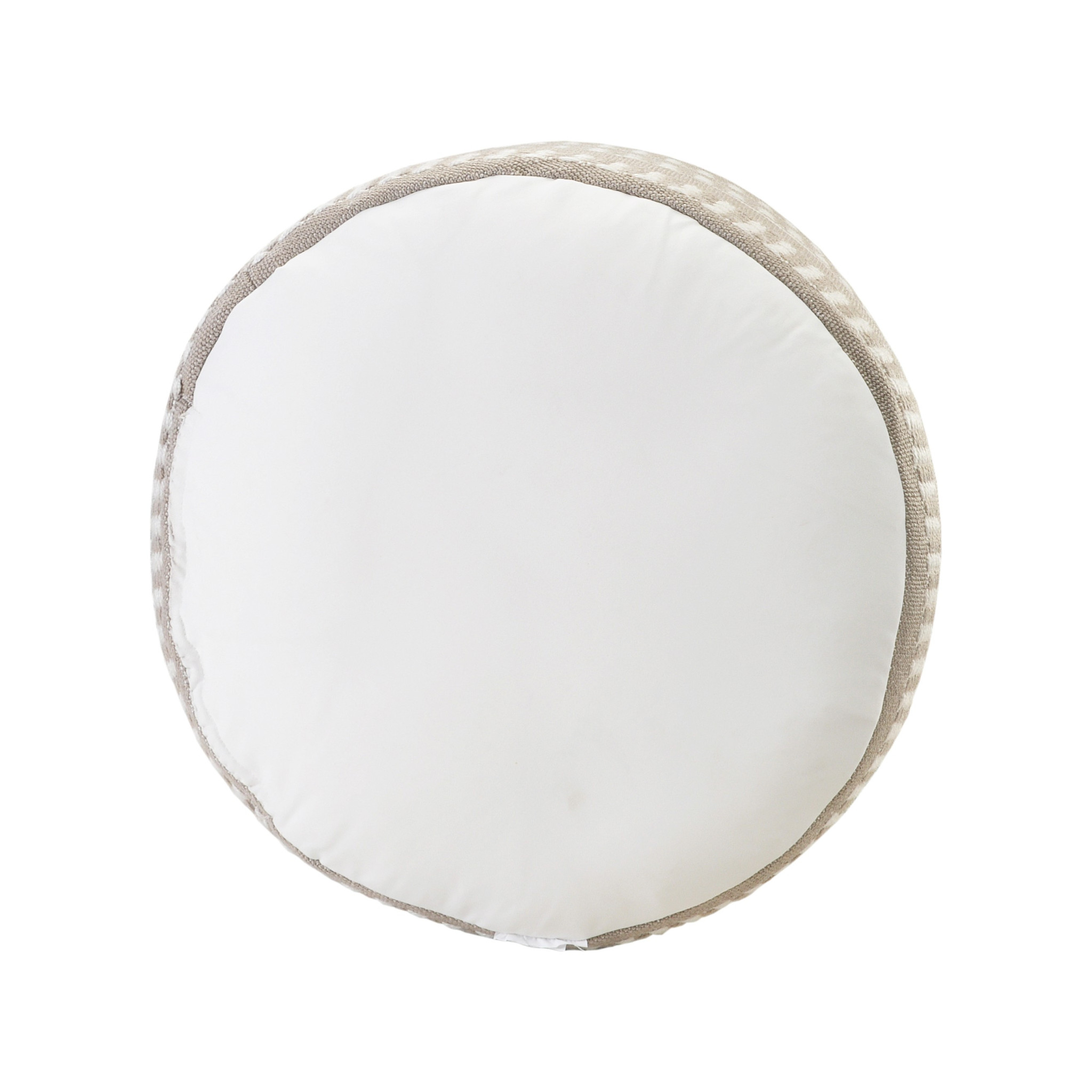 20" Brown Polyester Round Striped Indoor Outdoor Pouf Ottoman - Image 6