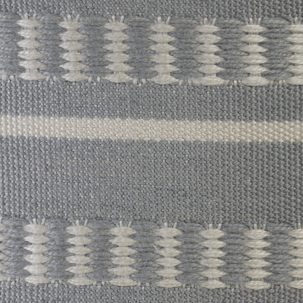 20" Blue Polyester Round Striped Indoor Outdoor Pouf Ottoman - Image 11