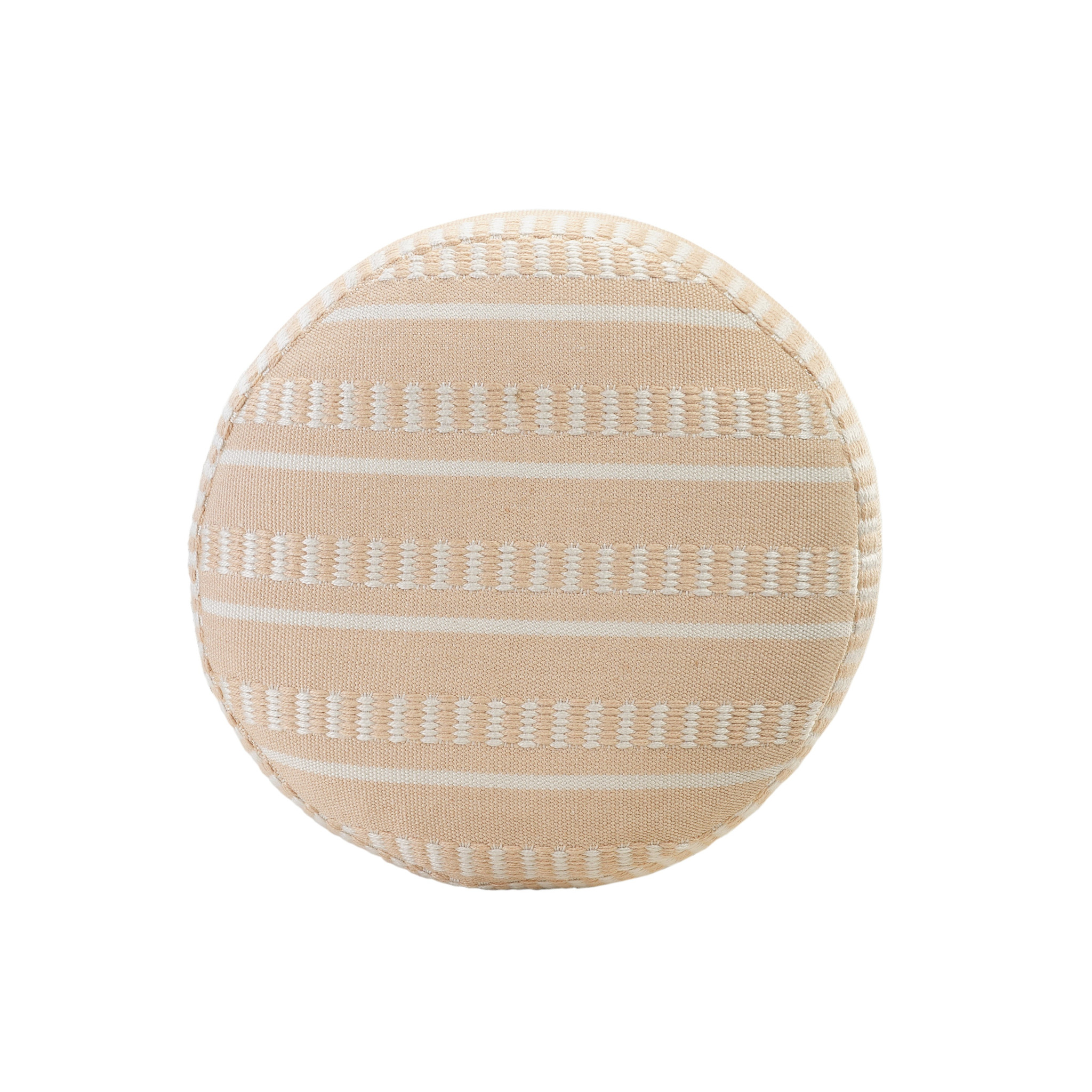 20" Orange Polyester Round Striped Indoor Outdoor Pouf Ottoman - Image 3