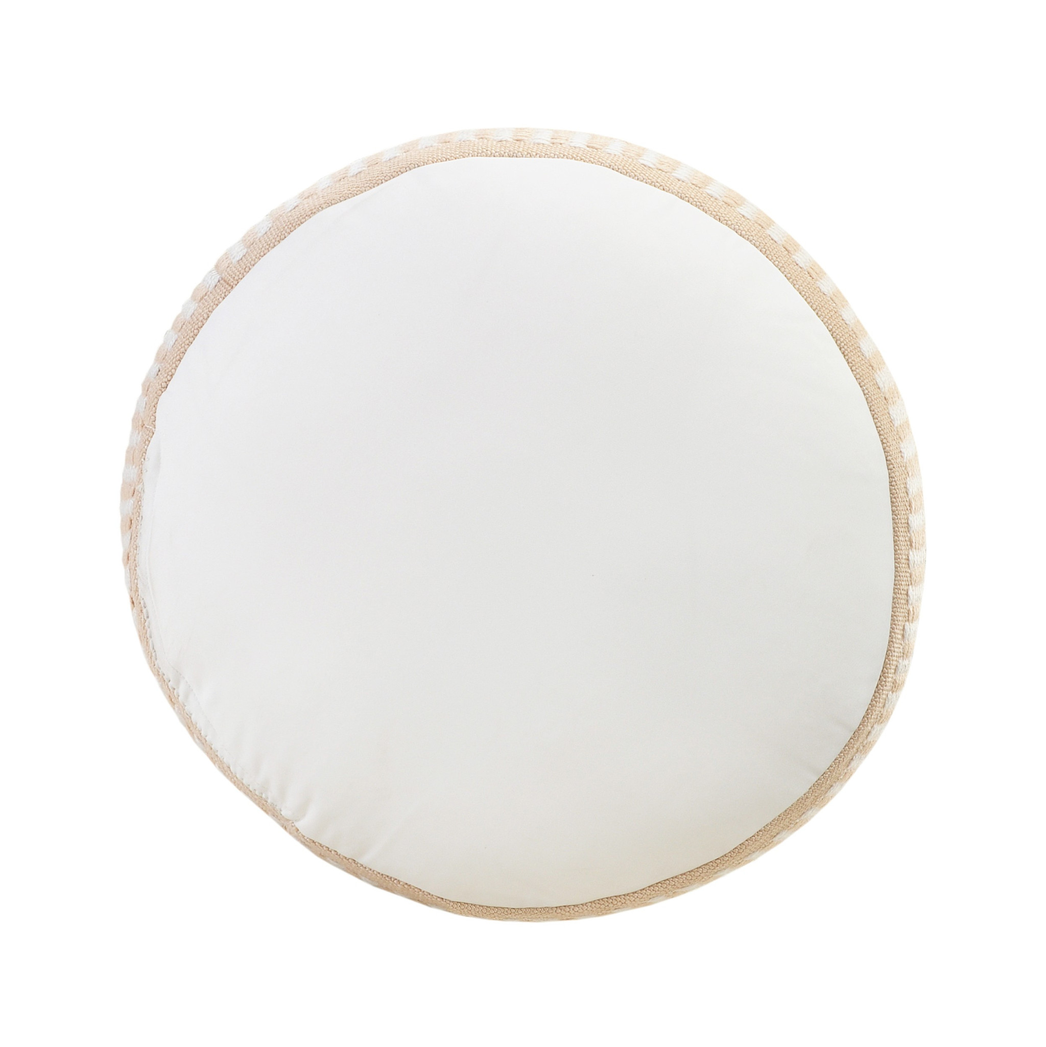 20" Orange Polyester Round Striped Indoor Outdoor Pouf Ottoman - Image 6