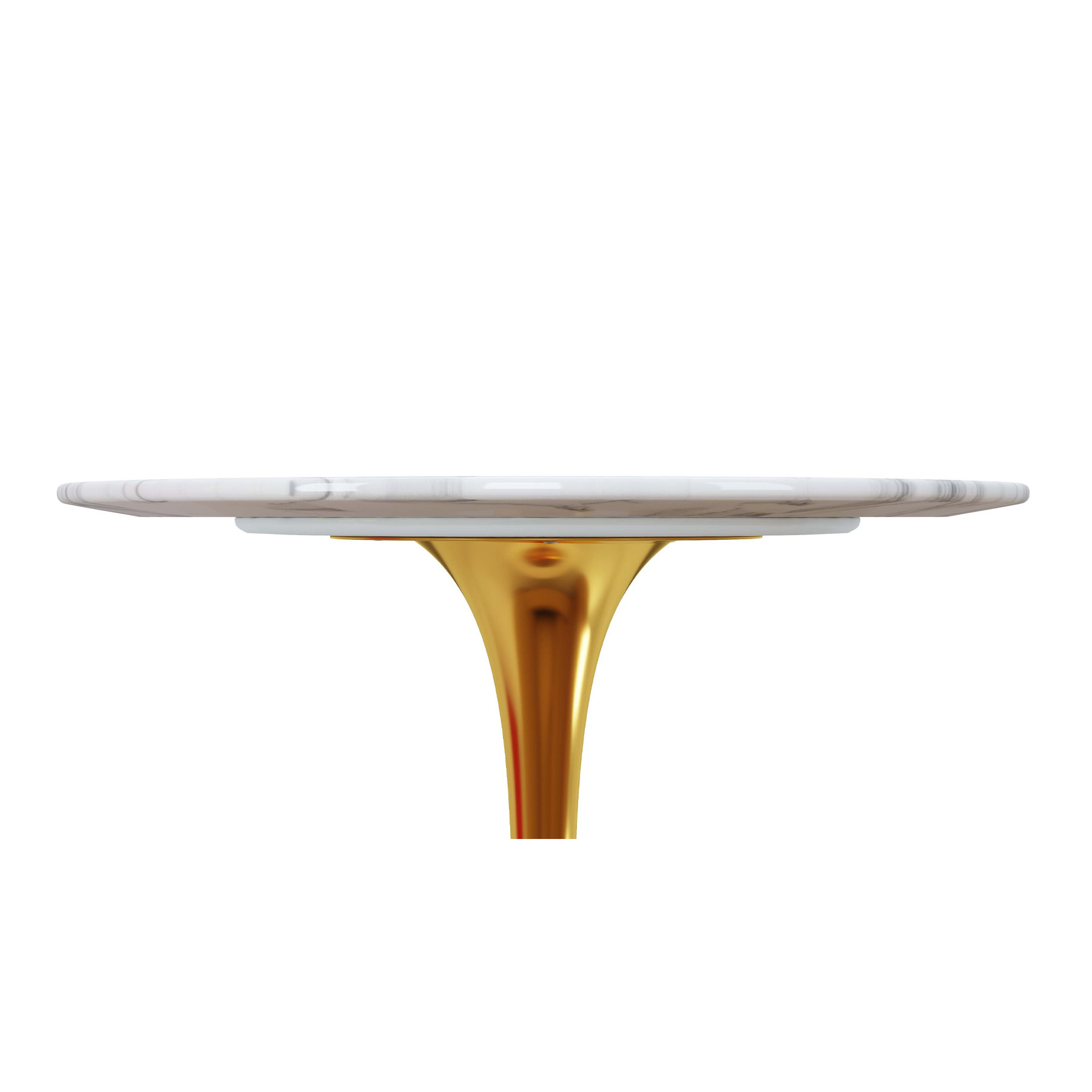32" White and Gold Rounded Marble and Metal Bar Table - Image 2