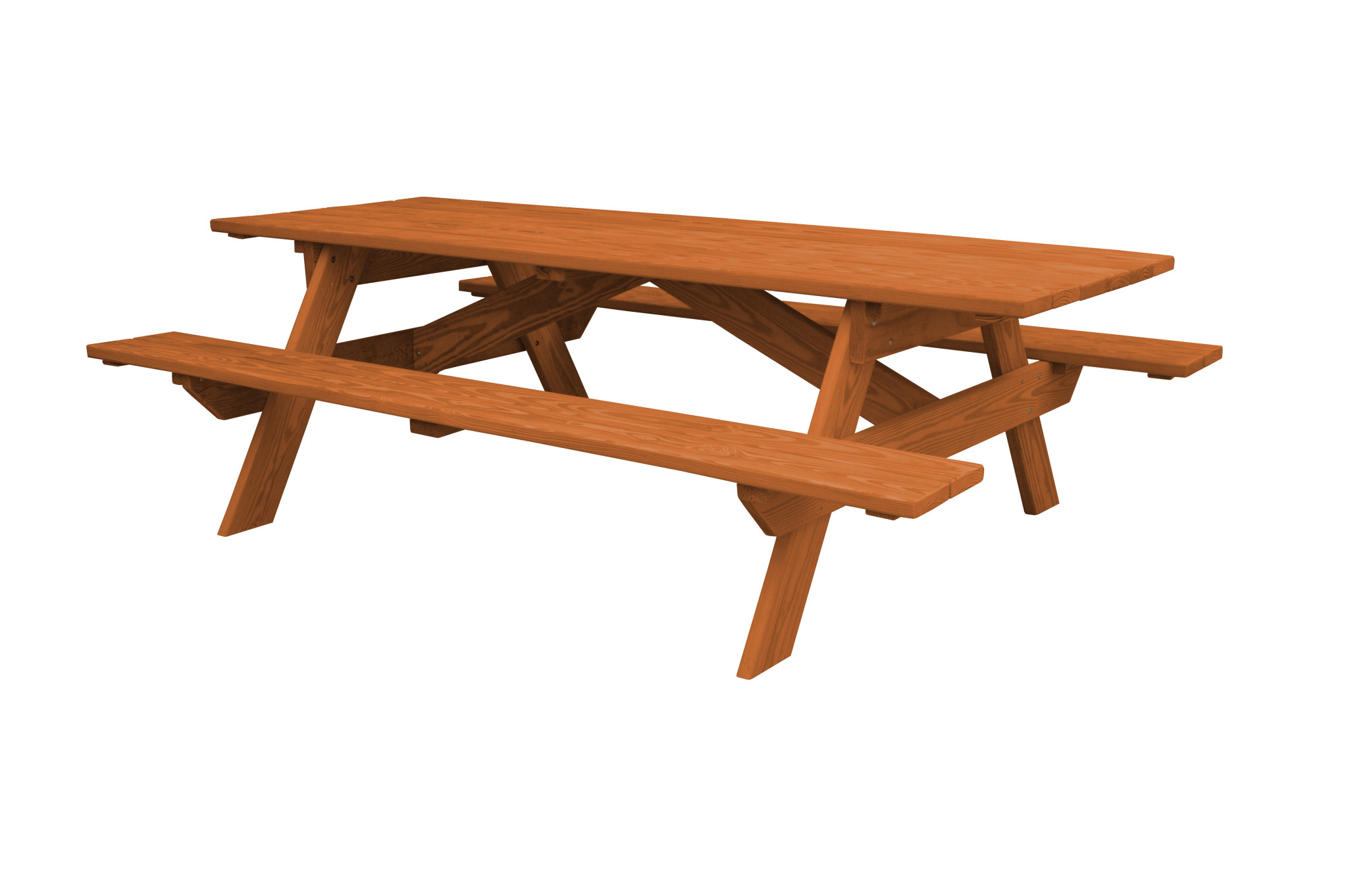 94" Brown Solid Wood Outdoor Picnic Table - Image 2