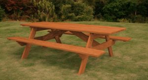 94" Brown Solid Wood Outdoor Picnic Table