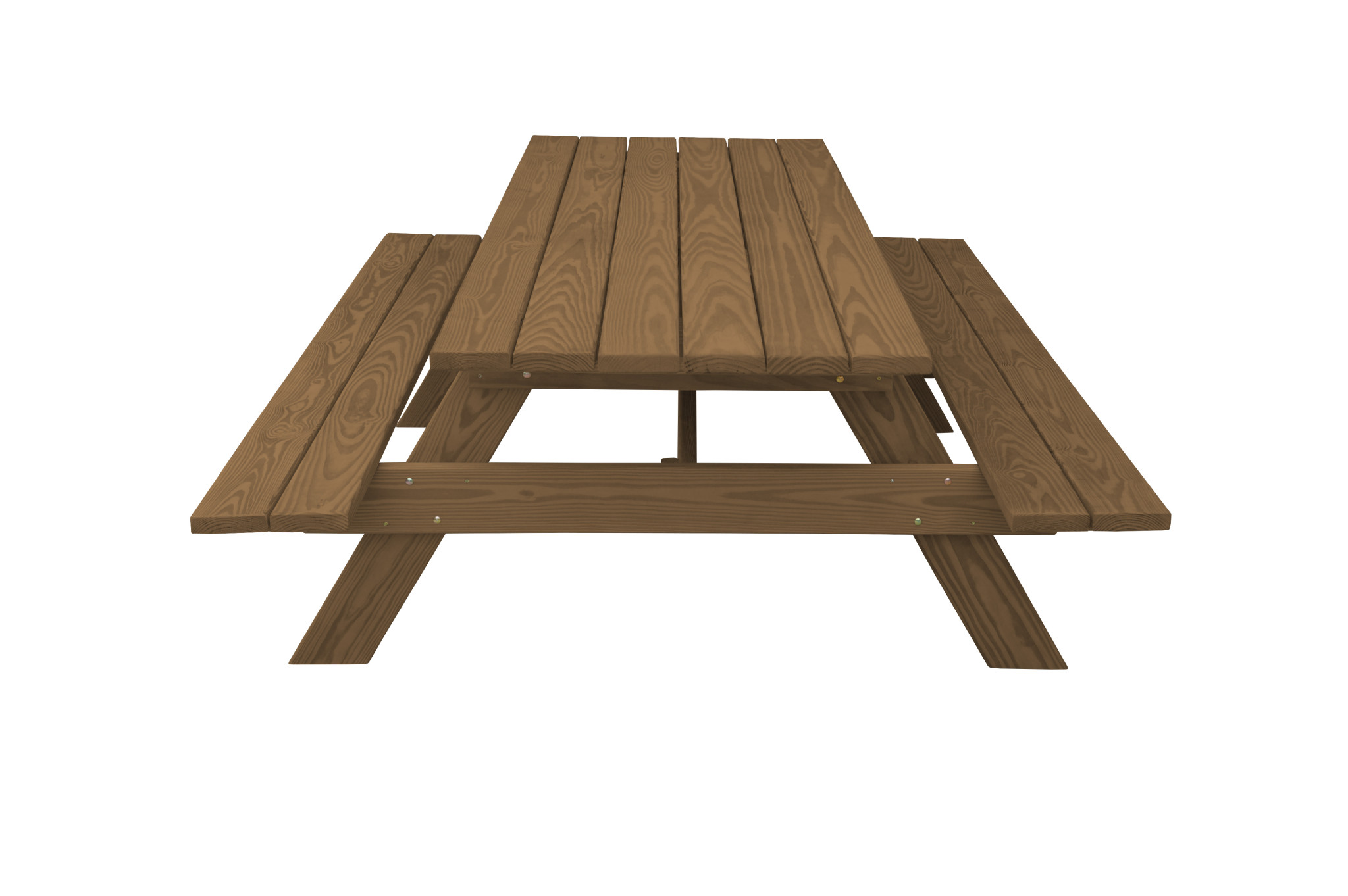 94" Brown Solid Wood Outdoor Picnic Table - Image 3
