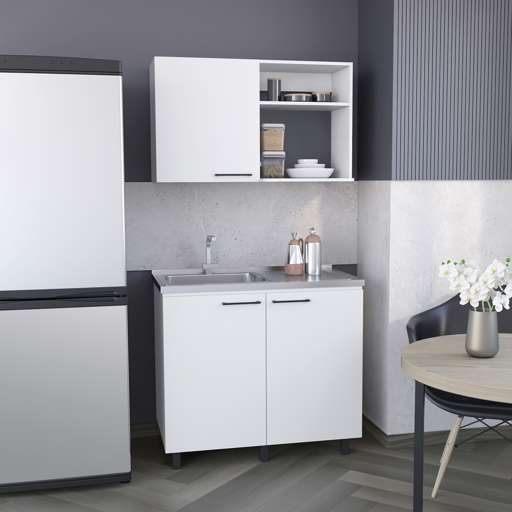 39" White Accent Cabinet With Two Shelves - Image 6