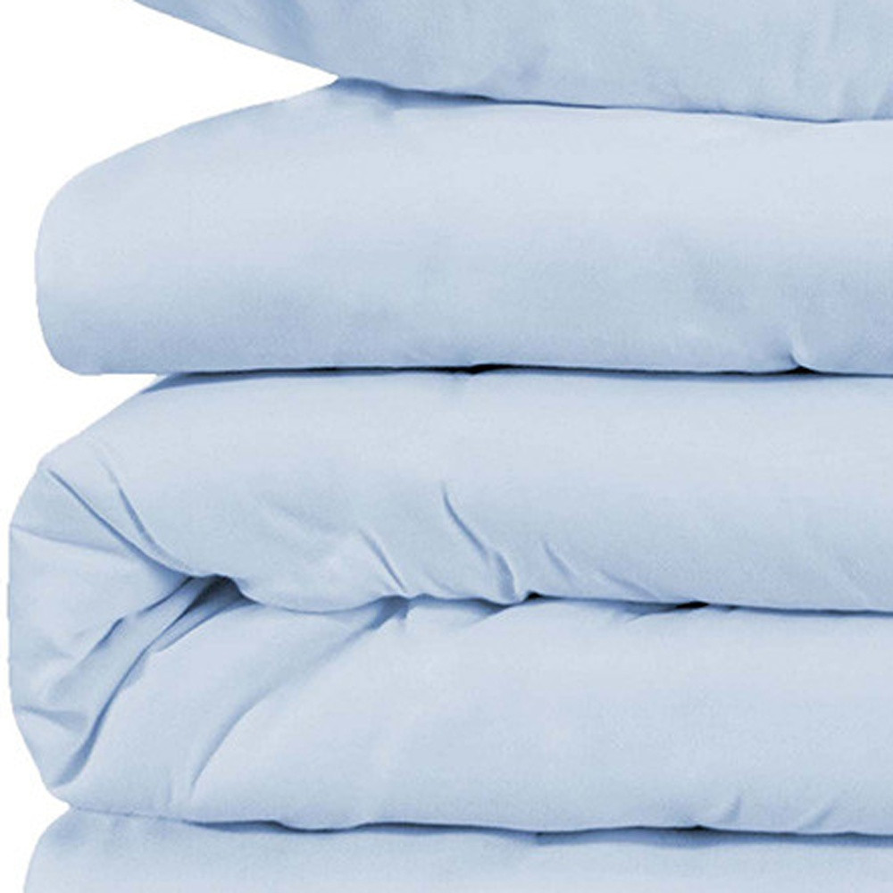 Light Blue Queen Cotton Blend 1000 Thread Count Washable Duvet Cover Set - Image 3