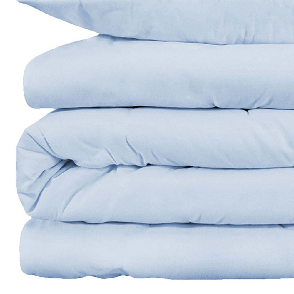 Light Blue Queen Cotton Blend 1000 Thread Count Washable Duvet Cover Set - Image 4