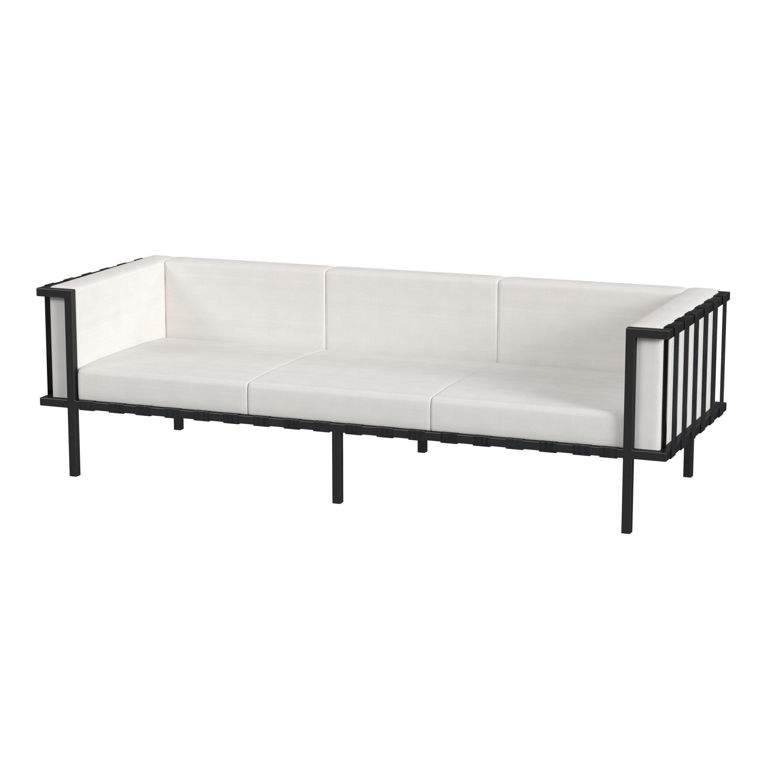 77" Black Iron and Cushions Patio Sofa - Image 3