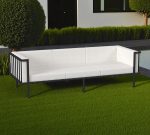 77" Black Iron and Cushions Patio Sofa