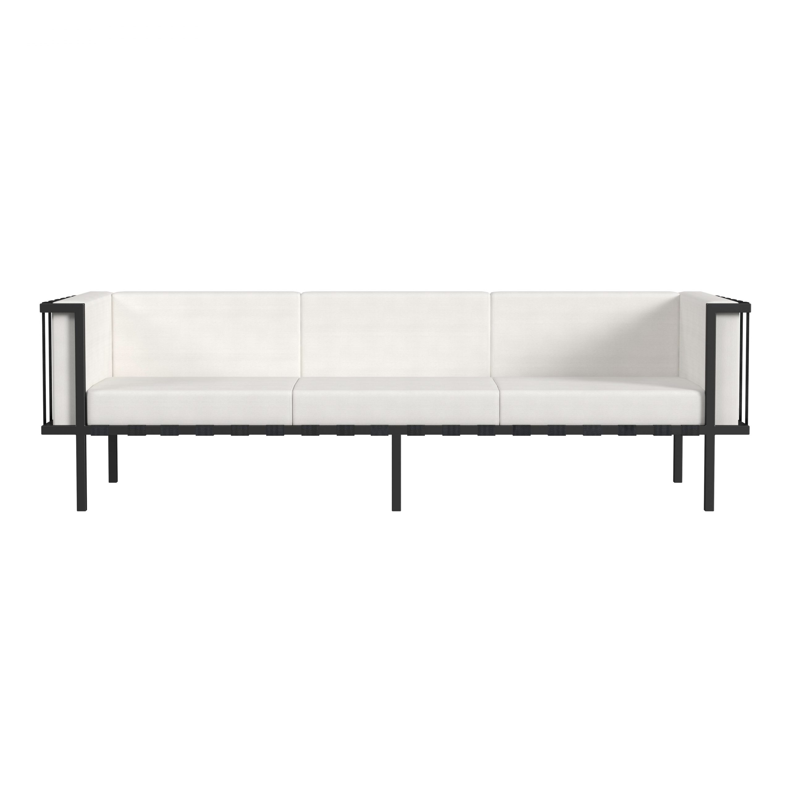 77" Black Iron and Cushions Patio Sofa - Image 2