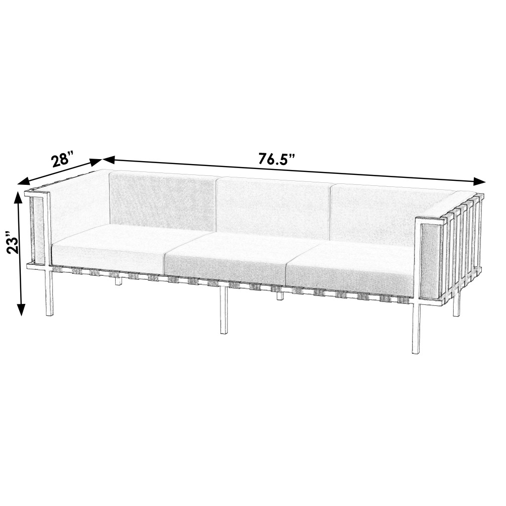 77" Black Iron and Cushions Patio Sofa - Image 8