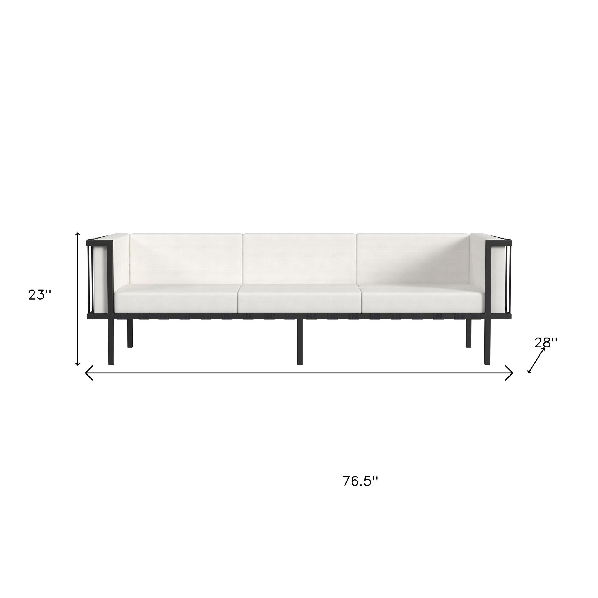 77" Black Iron and Cushions Patio Sofa - Image 9
