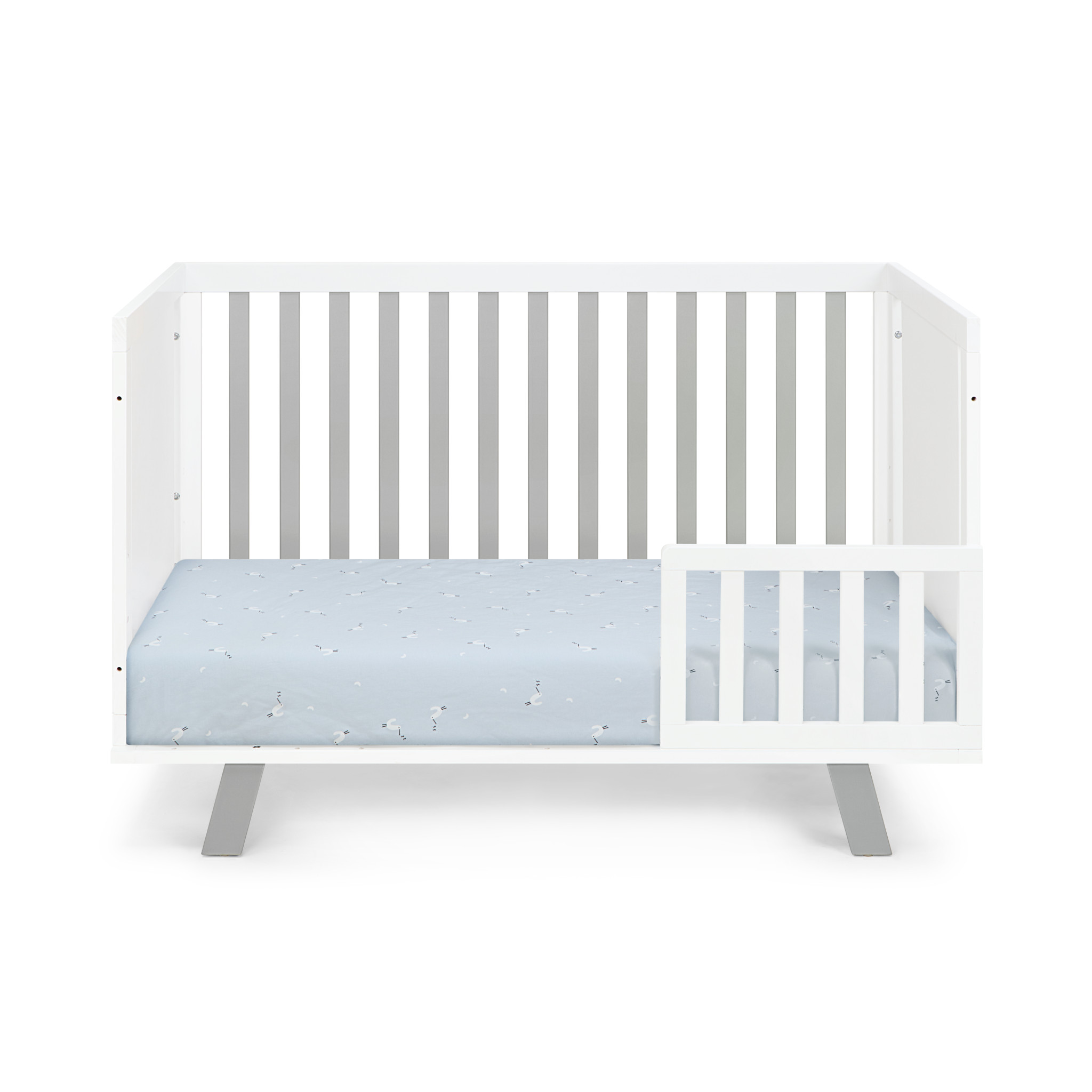 Gray and White Solid and Manufactured Wood Standard Three In One Convertible Crib - Image 3