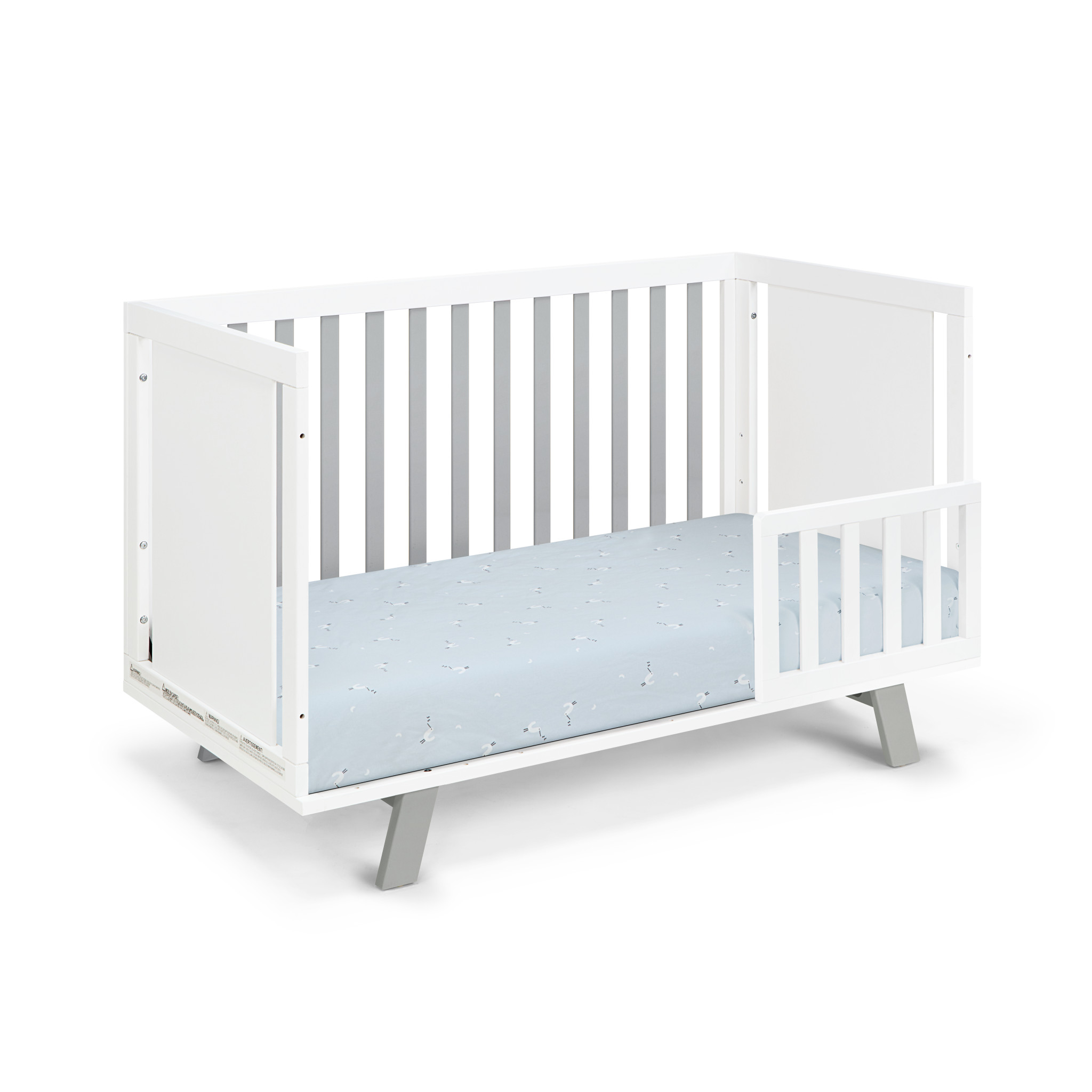 Gray and White Solid and Manufactured Wood Standard Three In One Convertible Crib - Image 4