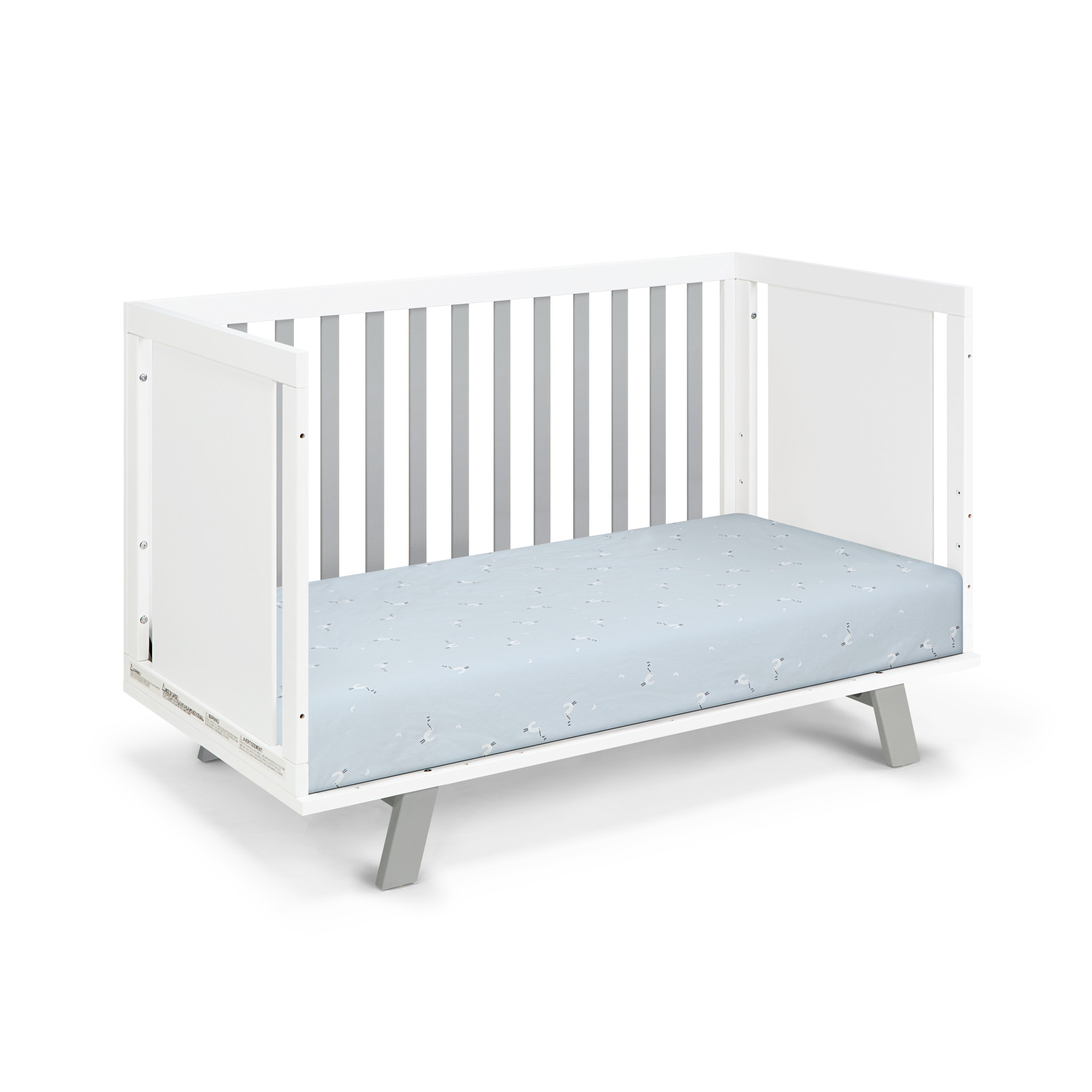 Gray and White Solid and Manufactured Wood Standard Three In One Convertible Crib - Image 5