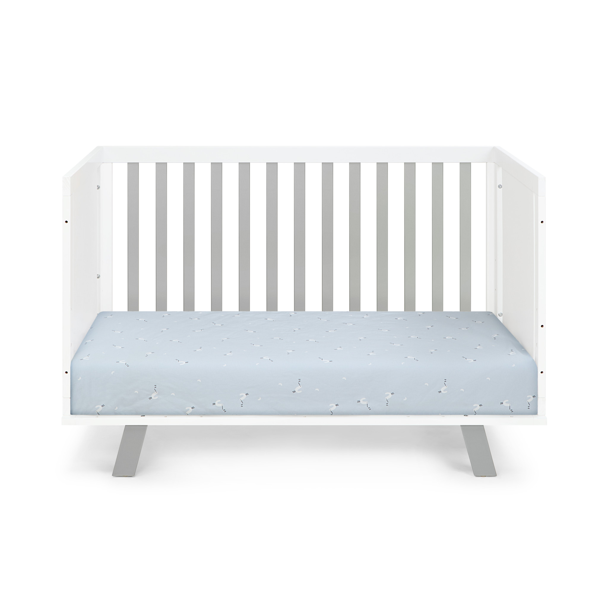 Gray and White Solid and Manufactured Wood Standard Three In One Convertible Crib - Image 6