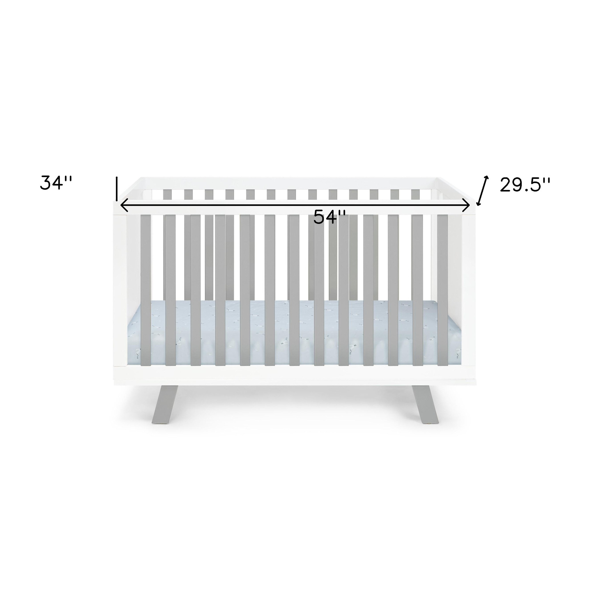 Gray and White Solid and Manufactured Wood Standard Three In One Convertible Crib - Image 9