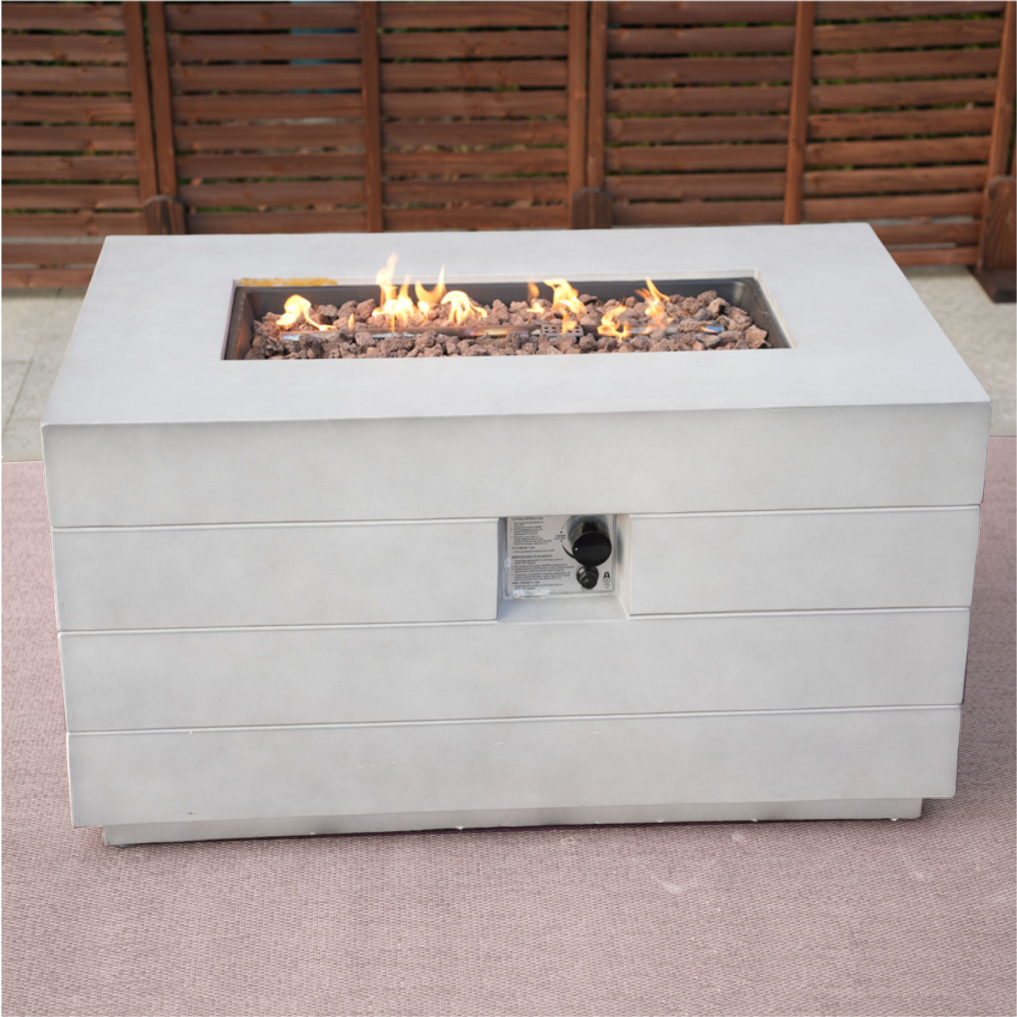 28" Gray Aluminum Natural gas Rectangular Fire pit table With Cover - Image 4
