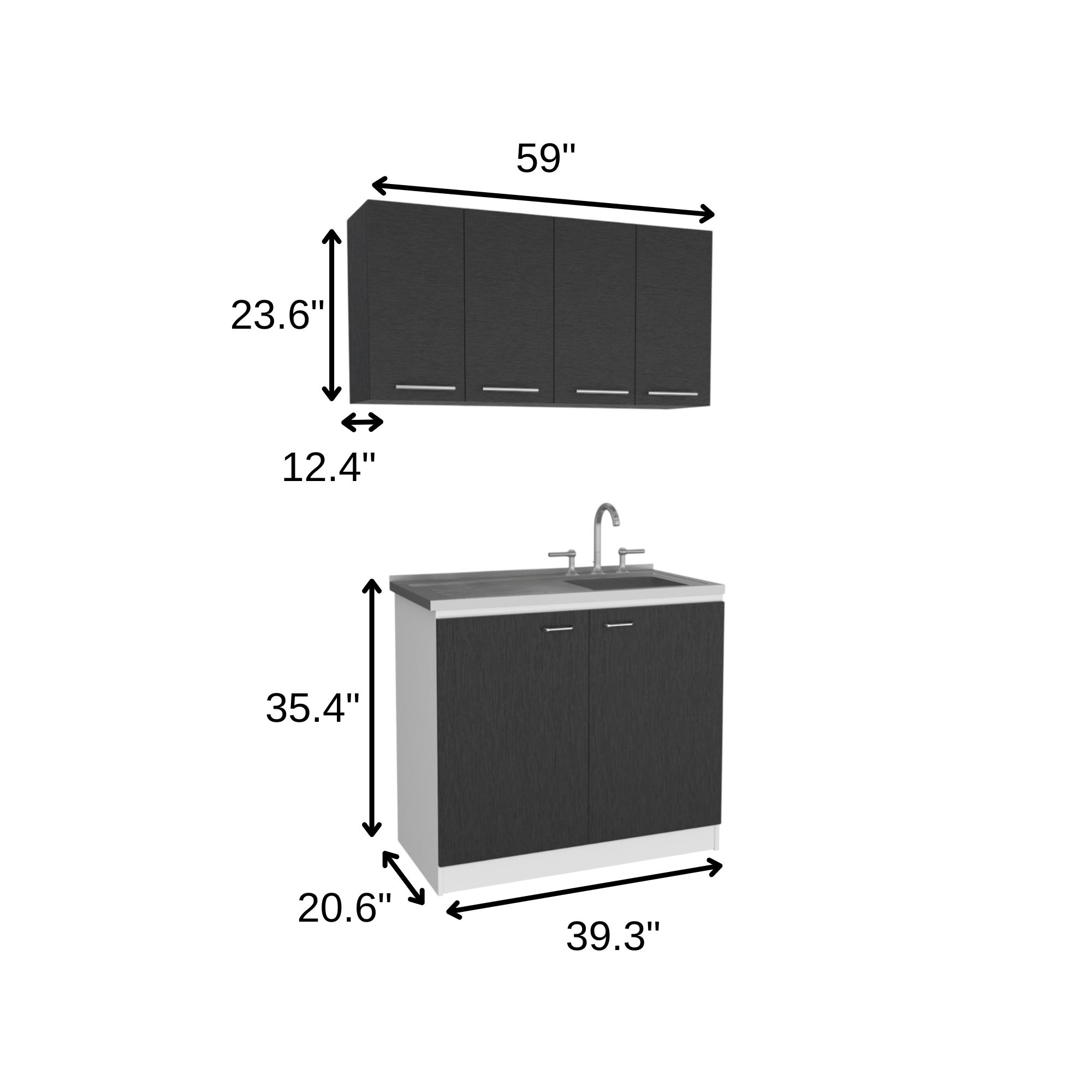 47" Black and White Wall mounted Accent Cabinet With Five Shelves - Image 9