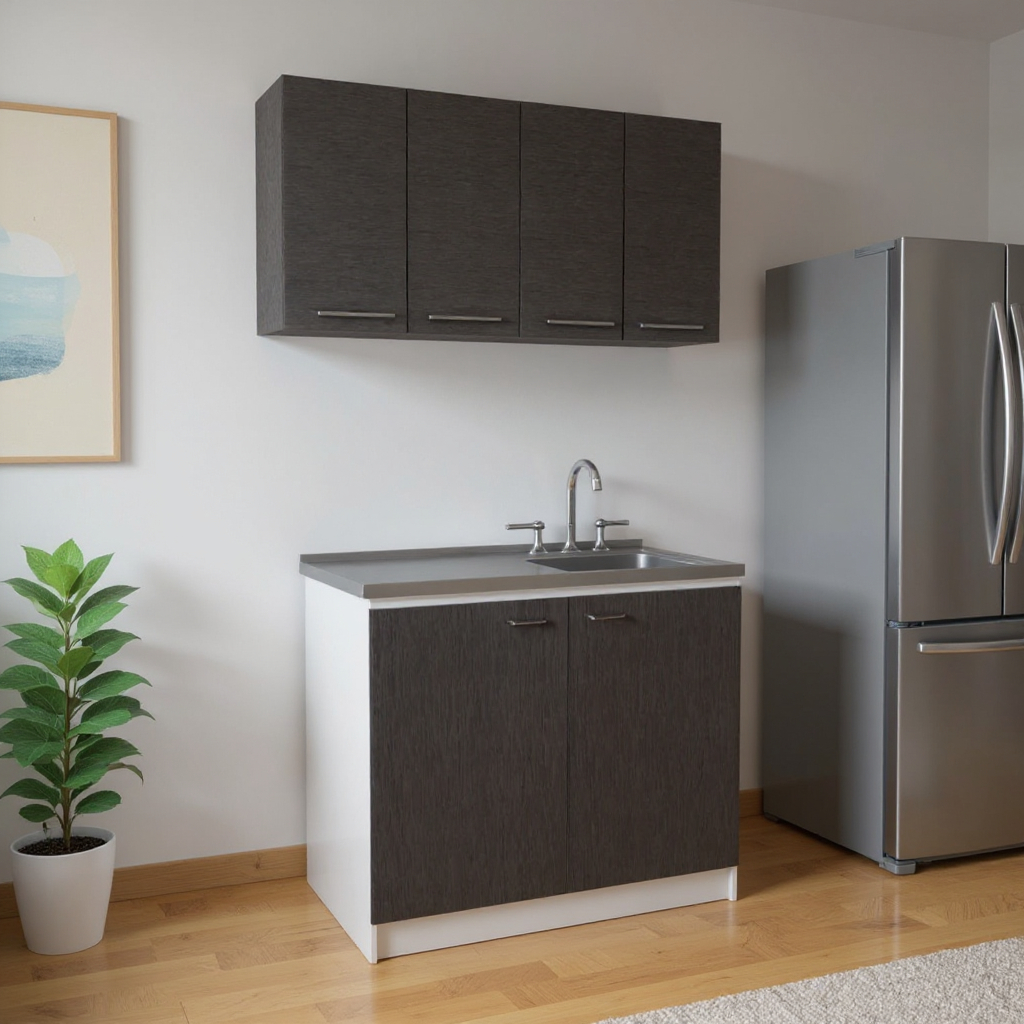 47" Black and White Wall mounted Accent Cabinet With Five Shelves