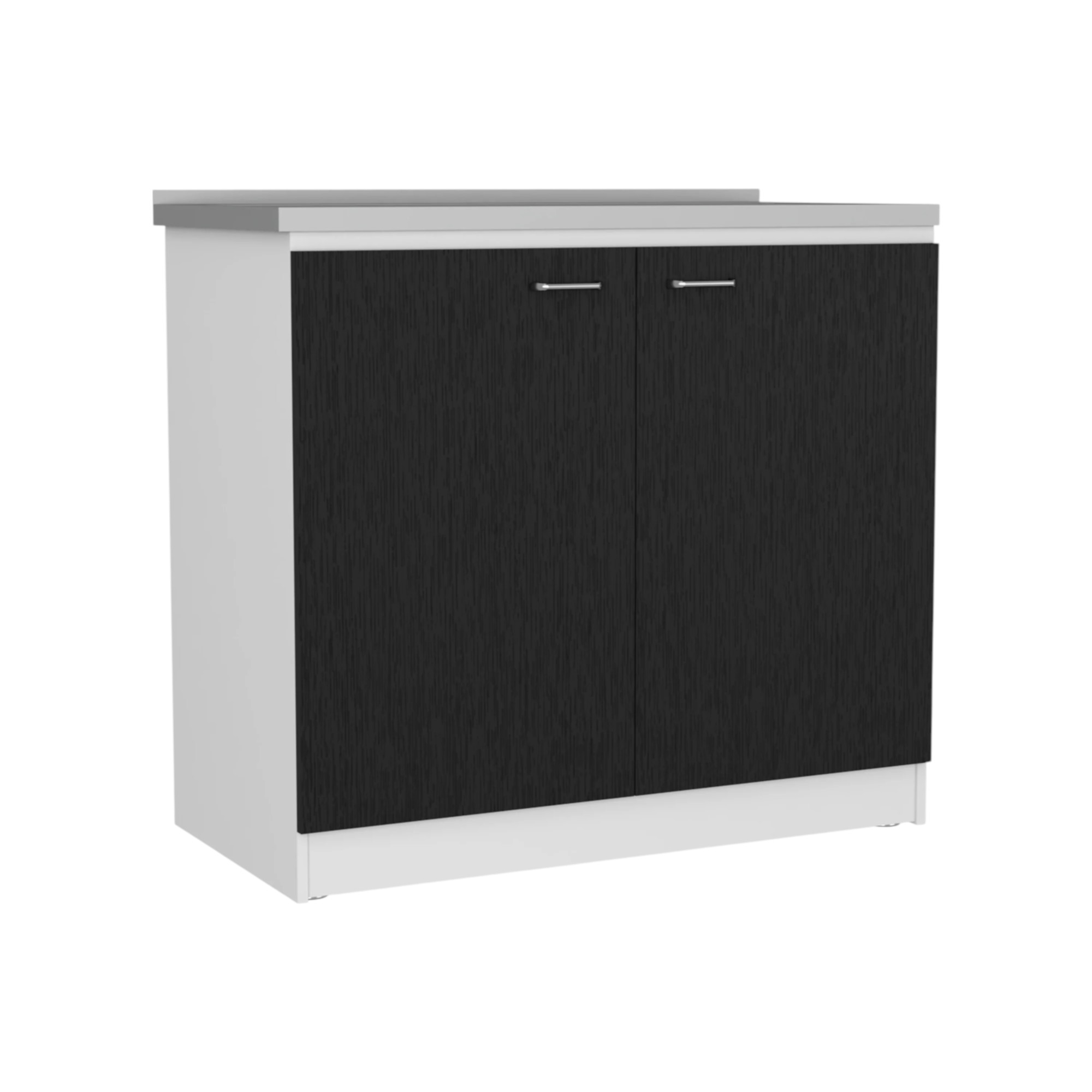 47" Black and White Wall mounted Accent Cabinet With Five Shelves - Image 4