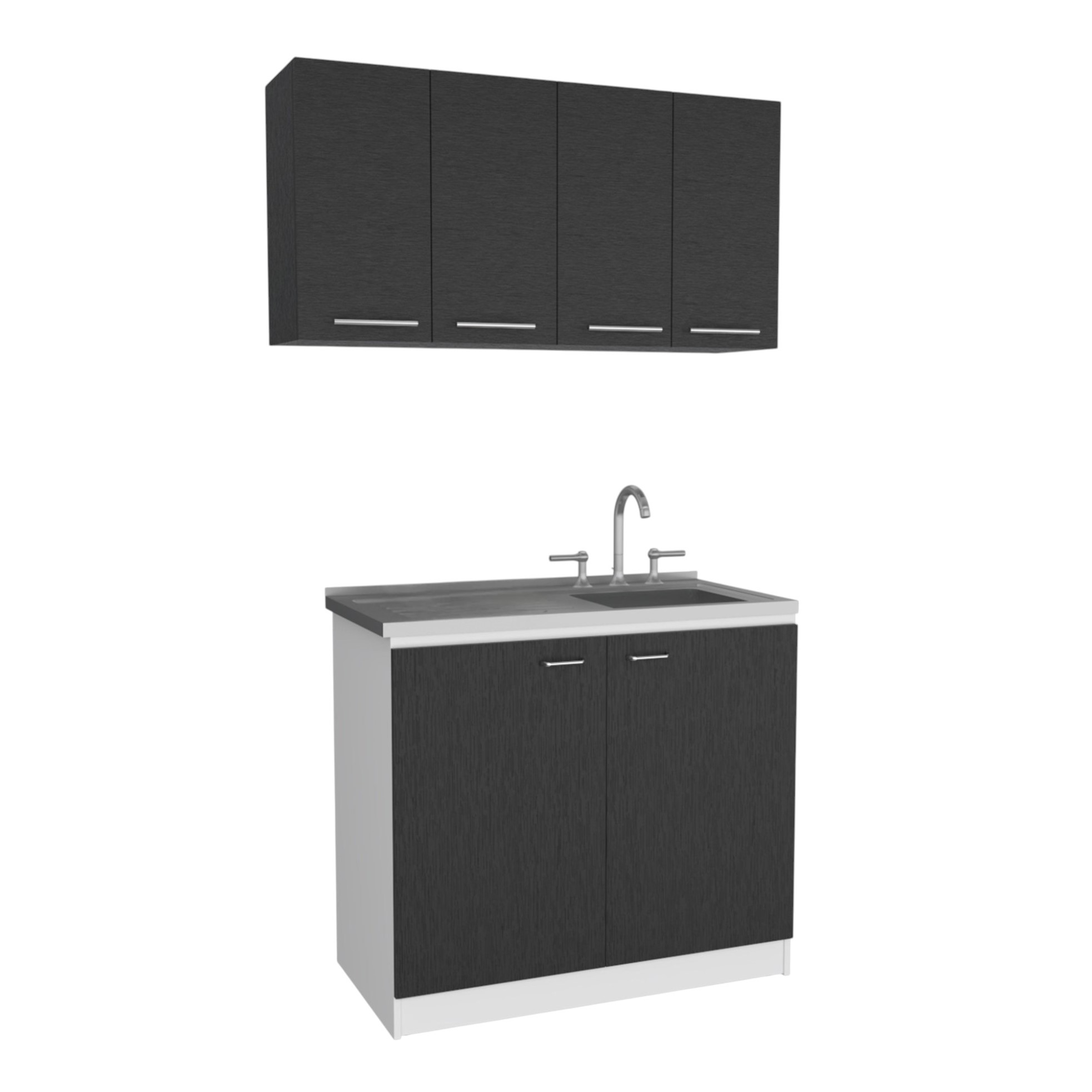 47" Black and White Wall mounted Accent Cabinet With Five Shelves - Image 2