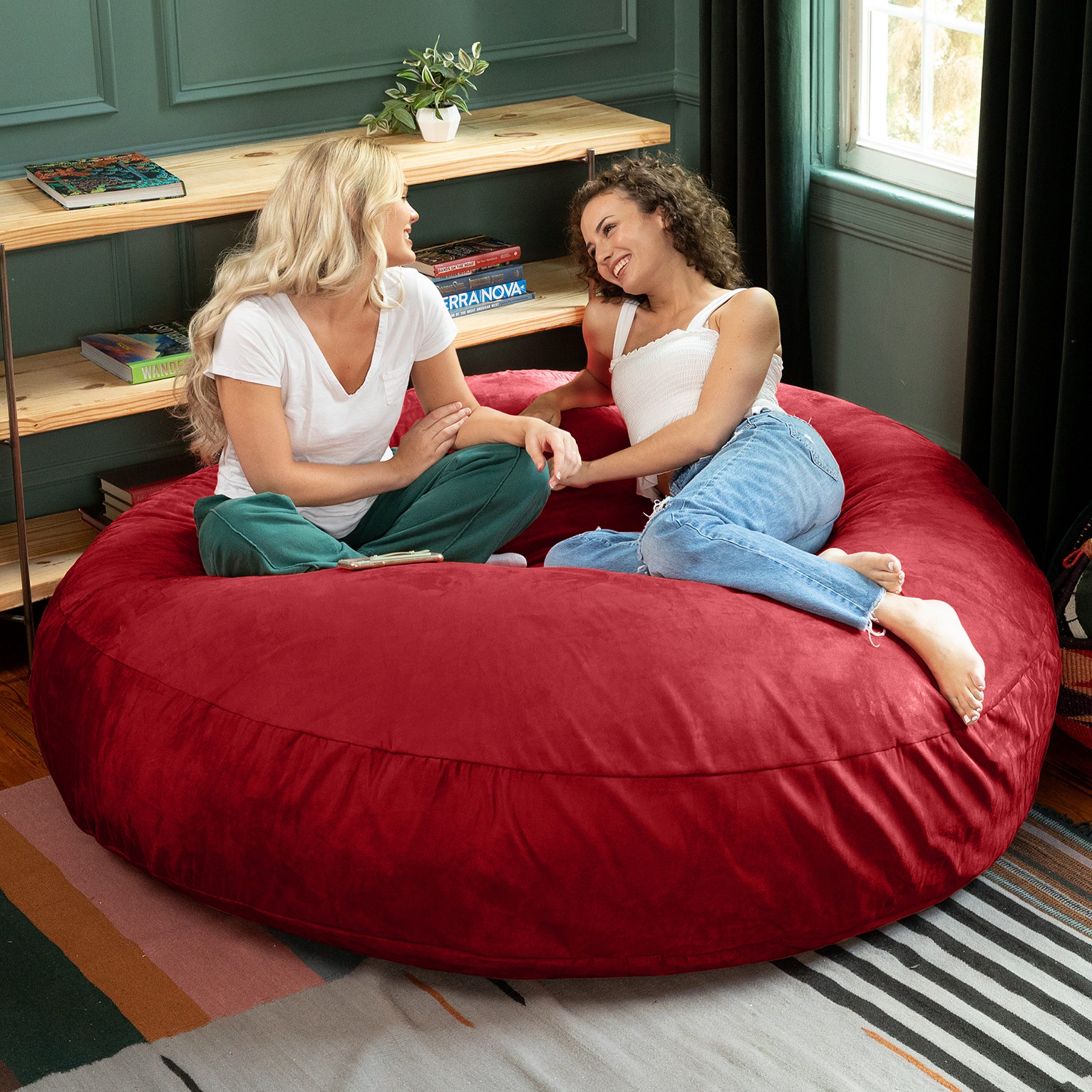 72" Cinnabar Microsuede Bean Bag Chair - Image 8